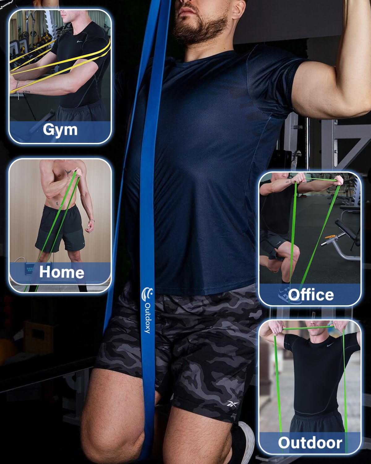 OUTDOXY Resistance Bands, Pull Up Assistance Bands Set of 5(4), Exercise Bands for Men & Women, Heavy Duty Stretch Exercise Bands, Resistance Bands for Working Out, Muscle Training