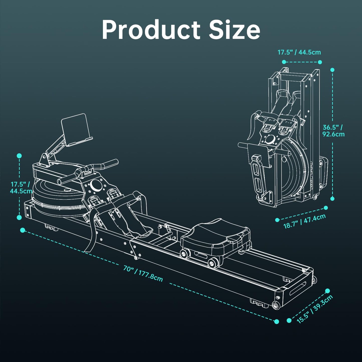 PASYOU Water Rowing Machines for Home Oak Wood Foldable Rower Machine 350LB Weight Capacity, 6 Levels Adjustable Row Machines with Monitor & Device Holder & 14L Tank, Bluetooth with Kinomap APP
