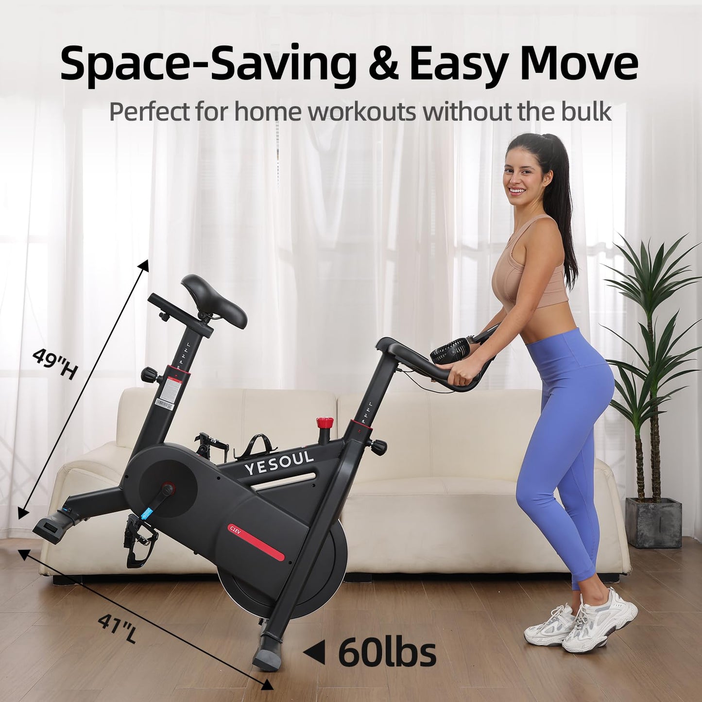 YESOUL Self-Powered-Fan Exercise Bike with Dynamic LED Light Effects, Pro Livestreaming Classes, Smart Exclusive App, 300 LBS Magnetic Resistance Indoor Stationary Cycling Workout Bike for Home