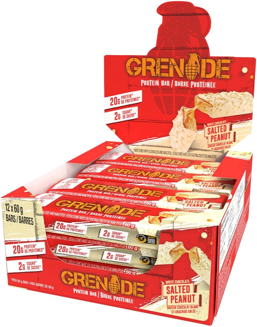 Grenade Carb Killa High Protein and Low Sugar Candy Bar, 12 X 60 g - White Chocolate Salted Peanut