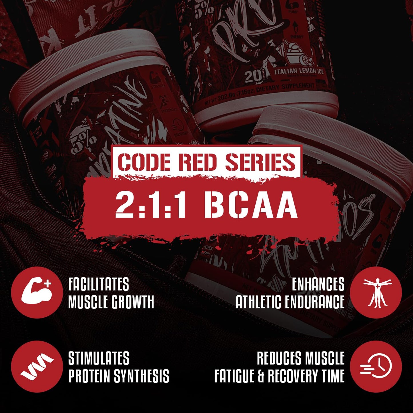 5% Nutrition Code Red Aminos BCAA & EAA Post Workout Recovery Powder | Full Spectrum Essential Amino Acid Complex for Men & Women (Southern Sweet Tea)