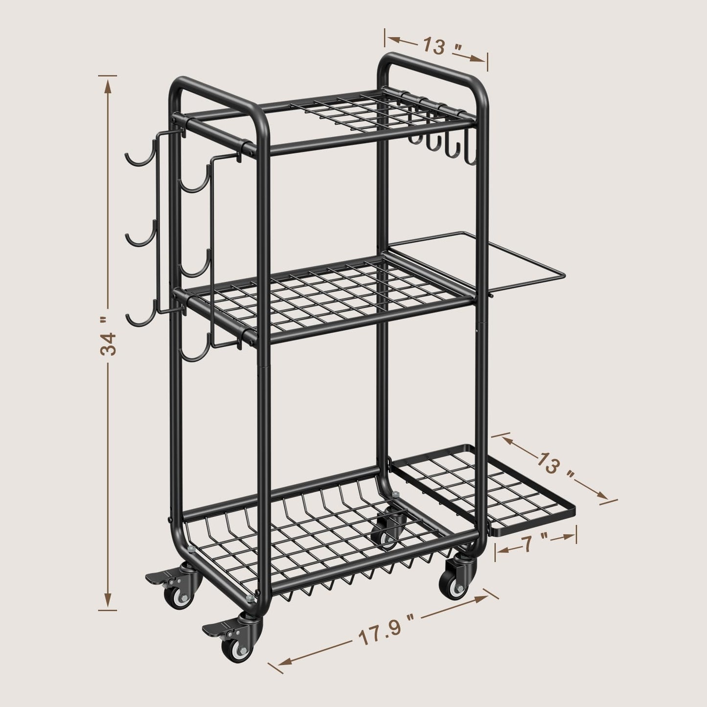 Weight Rack for Home Gym, All in One Yoga Mat Storage Rack, Workout Equipment Storage with Wheels and Hooks for Dumbbells Kettlebells Foam Rollers, Powder Coated (Black)