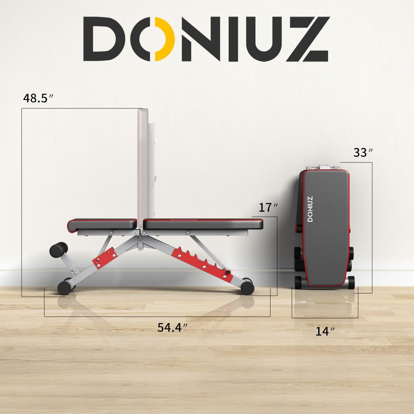 DONIUZ Weight Bench, Adjustable Workout Bench Press Set for Home Gym Full Body Strength Workout, Easy Assembly Foldable Training Lifting Bench, Max Load 750(Balck)