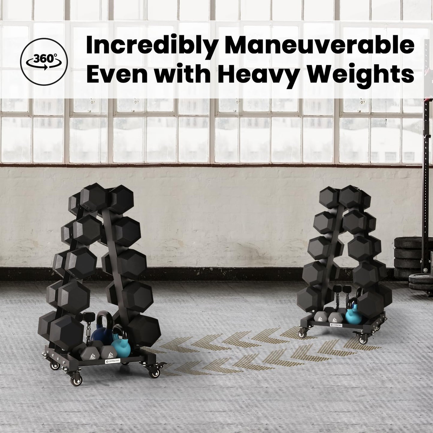 LIONSCOOL Premium Steel Dumbbell Rack Only, with Side Racks Not Fit for Neoprene/Vinyl Coated Dumbbells (Large, 700 LBS)