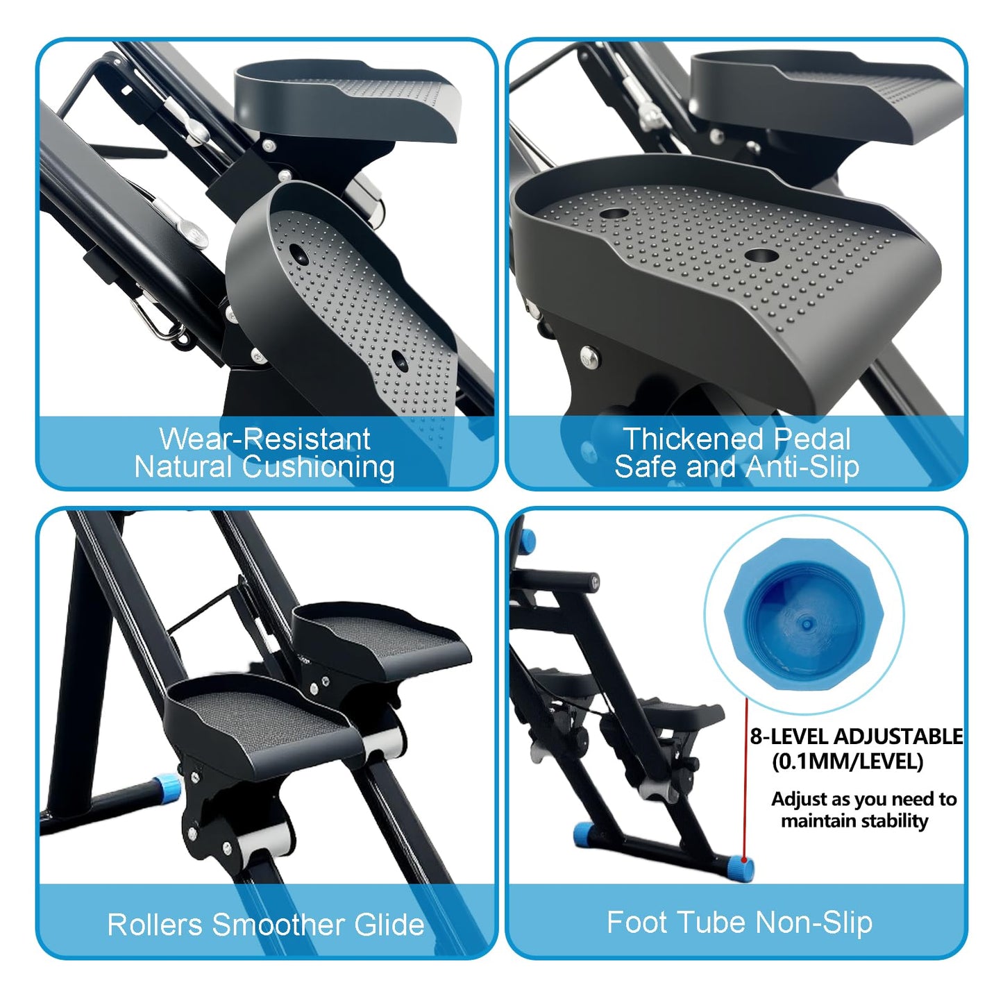 Stair Stepper for Home Vertical Climber, Foldable Full Body Exercise Aerobic Climbing Machines, Mountaineering Fitness Equipment with Adjustable Handles (Black)