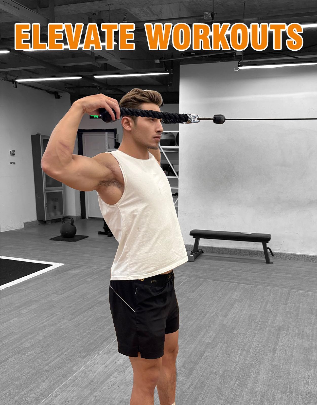 Fitarc Cable Machine Attachment Set, LAT Pulldown Attachments for Home Gym Equipment, Tricep Pull Down Attachment for Home Gym Accessories, LAT Pull Down Bar and Tricep Rope Cable Attachment