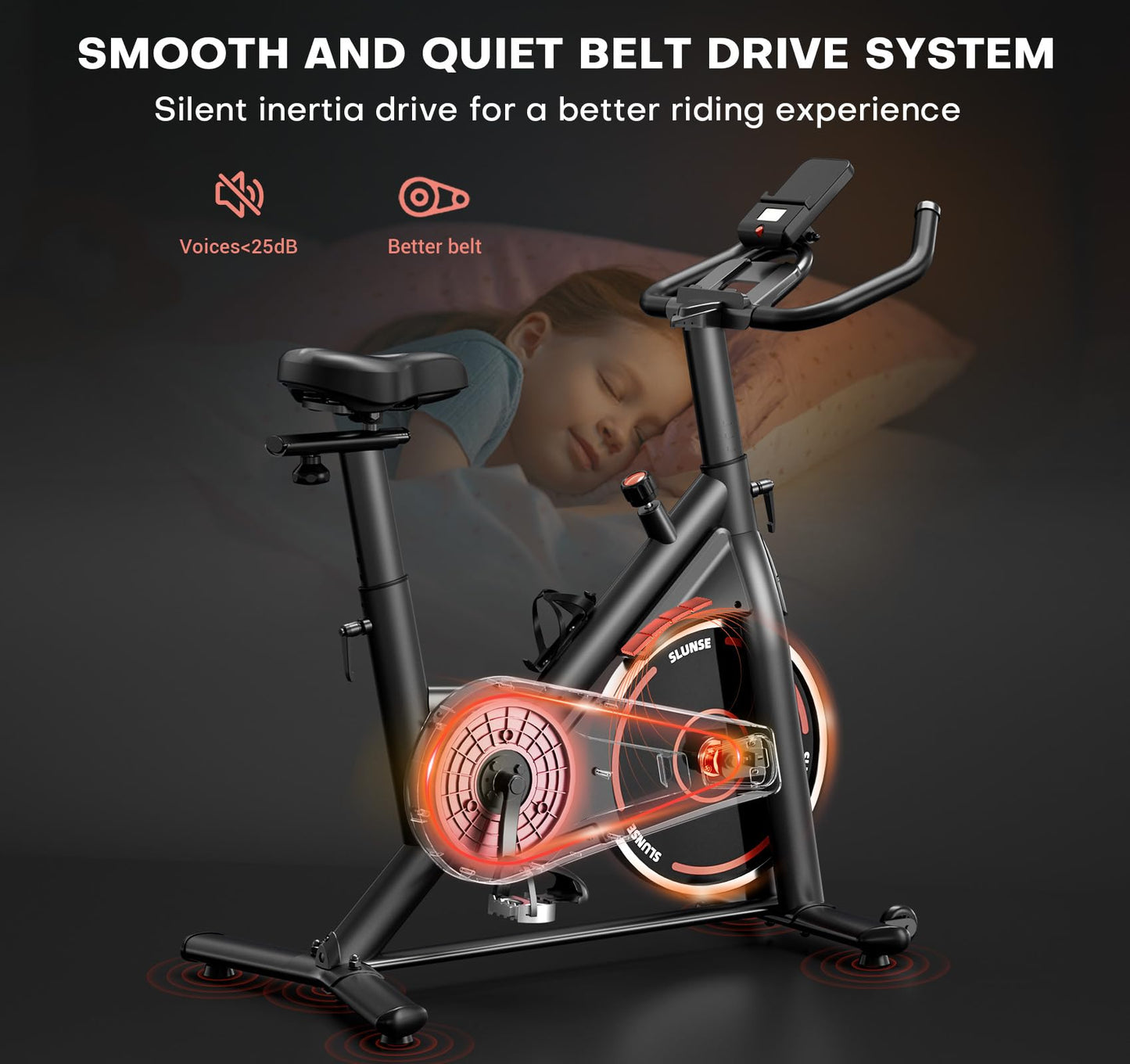 Exercise Bike, Adjustable Magnetic Resistance Stationary Bikes for Home with App Compatible, Silent Indoor Cycling Bike with 350lbs Weight Capacity Comfortable Seat, Digital Monitor & Phone Mount