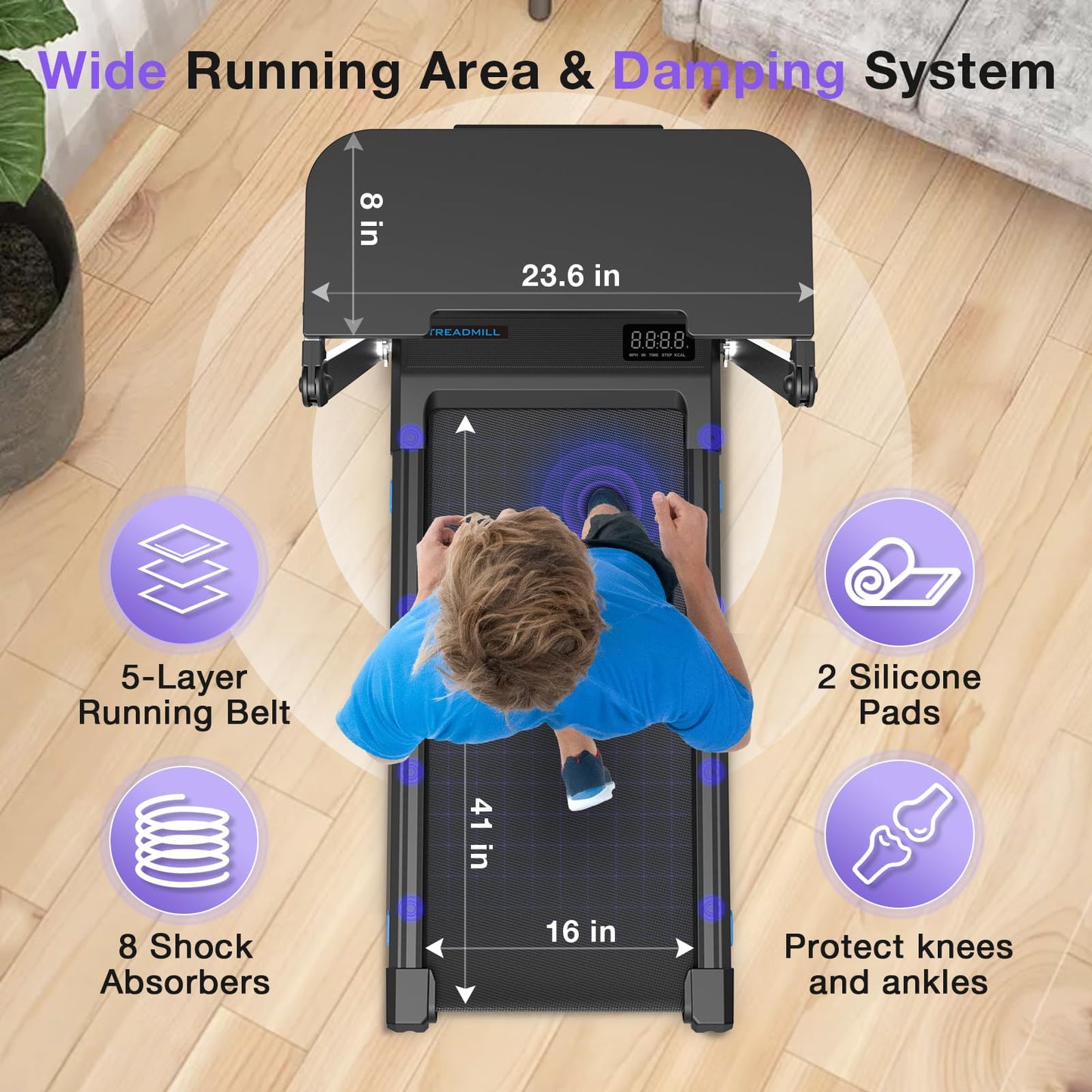 Cardirun 3 in 1 Foldable Treadmill with Desk Workstation - 3.0HP & 350 lb Capacity, Under Desk Treadmill with Incline for Home Small, Smart Voice Control & App & Remote Control, 2s Folding