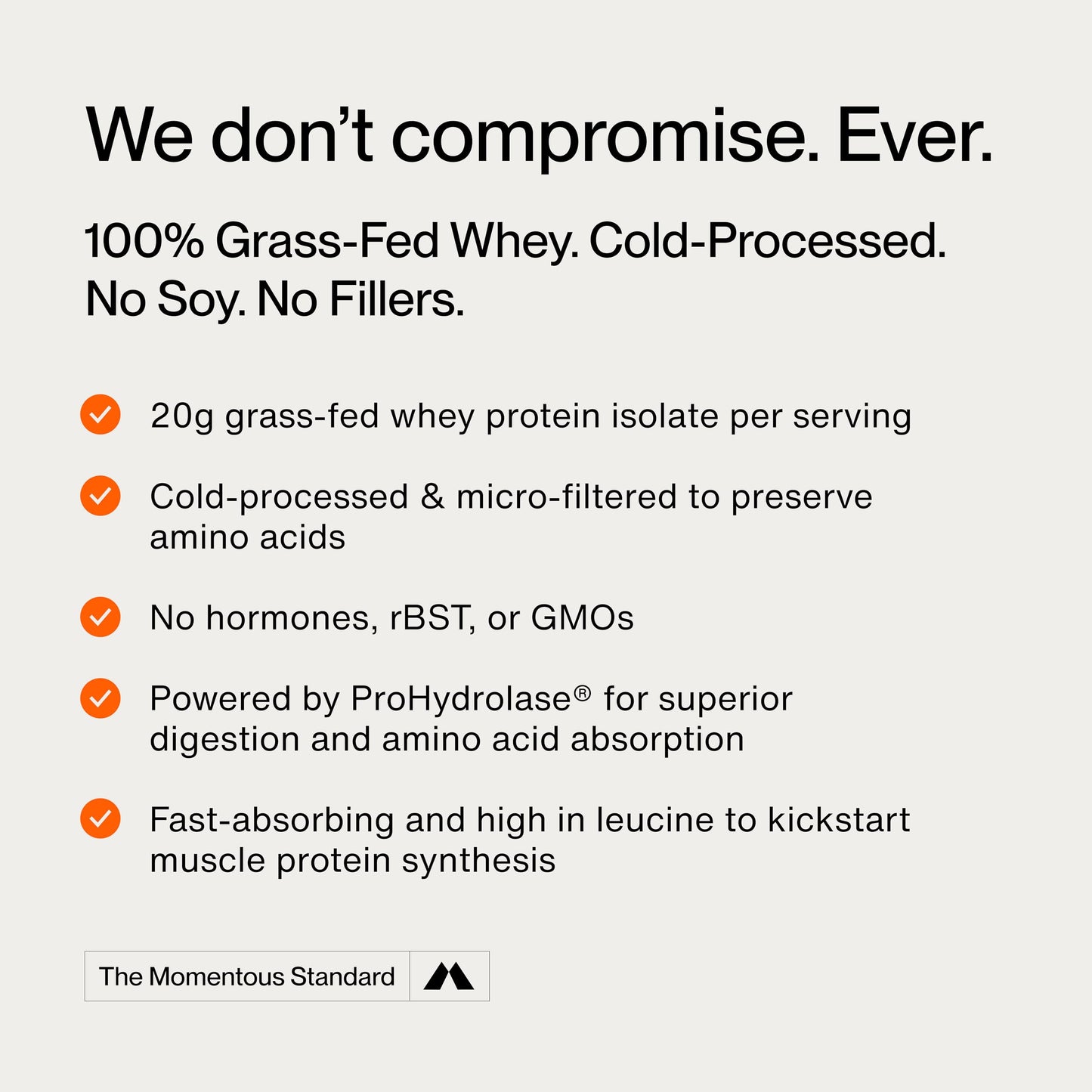 Momentous Essential Grass-Fed Whey Protein Powder - 20g Whey Isolate Protein - NSF Certified for Sport - Gluten-Free - 24 Servings for Essential Everyday Use, Unflavored (Package May Vary)