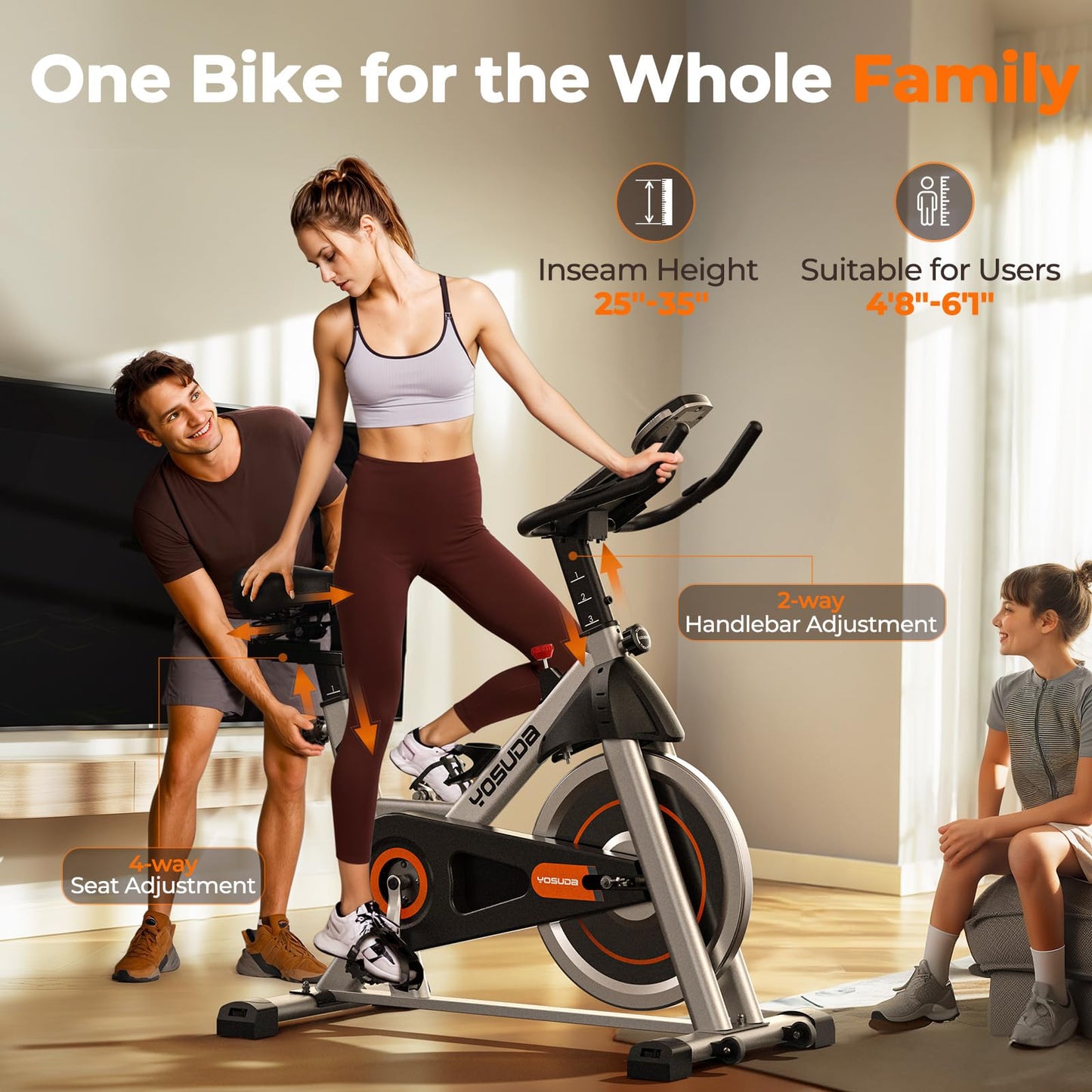 YOSUDA Exercise Bike, Brake Pad Stationary Bike for Home with Exclusive App, Magnetic Indoor Cycling Bike with 300 lb Weight Capacity, Low Noise, Tablet Holder and Fitness Courses for Weight Loss