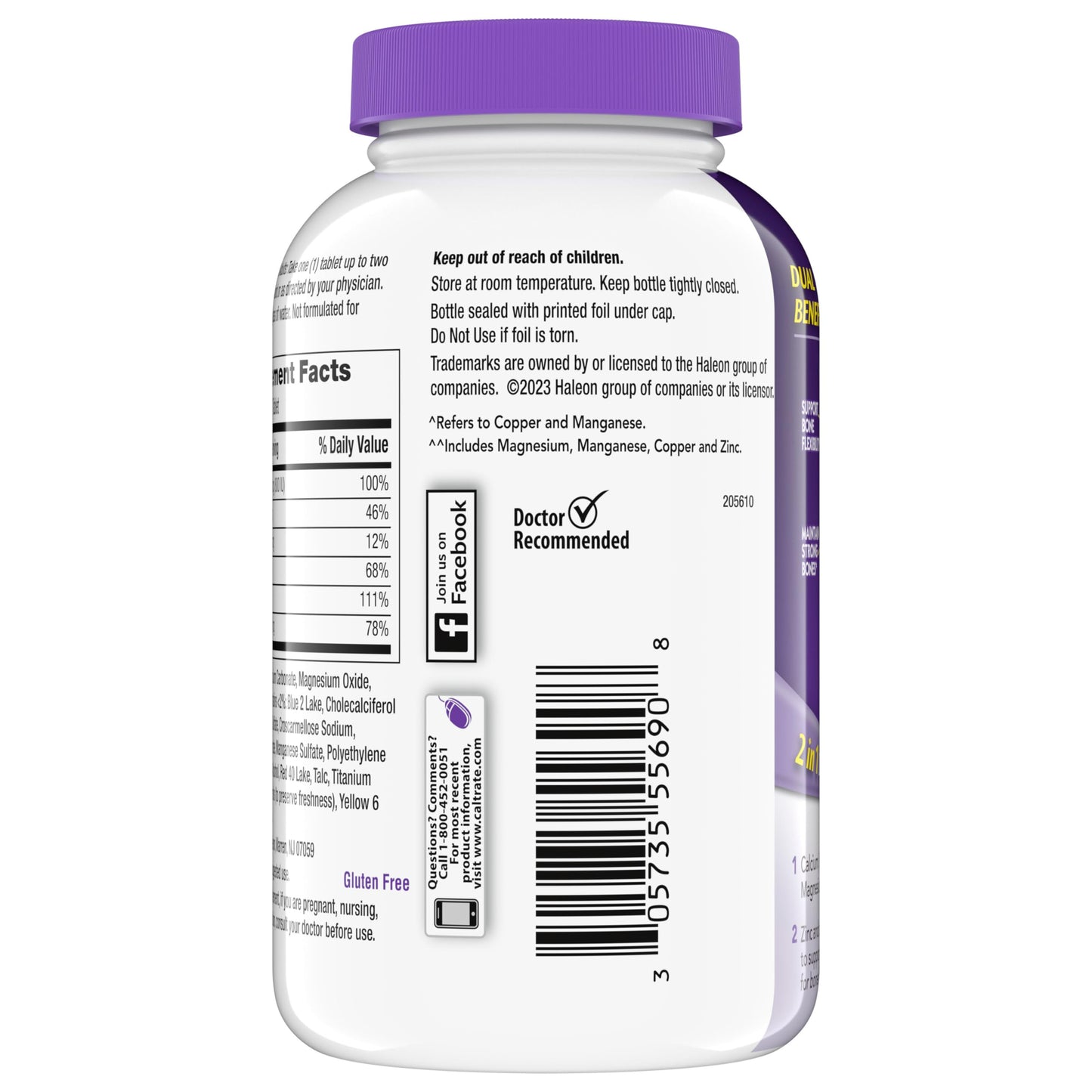 Caltrate 600 Plus D3 Plus Minerals Calcium and Vitamin D Supplement Tablets, Bone Health and Mineral Supplement for Adults - 165 Count
