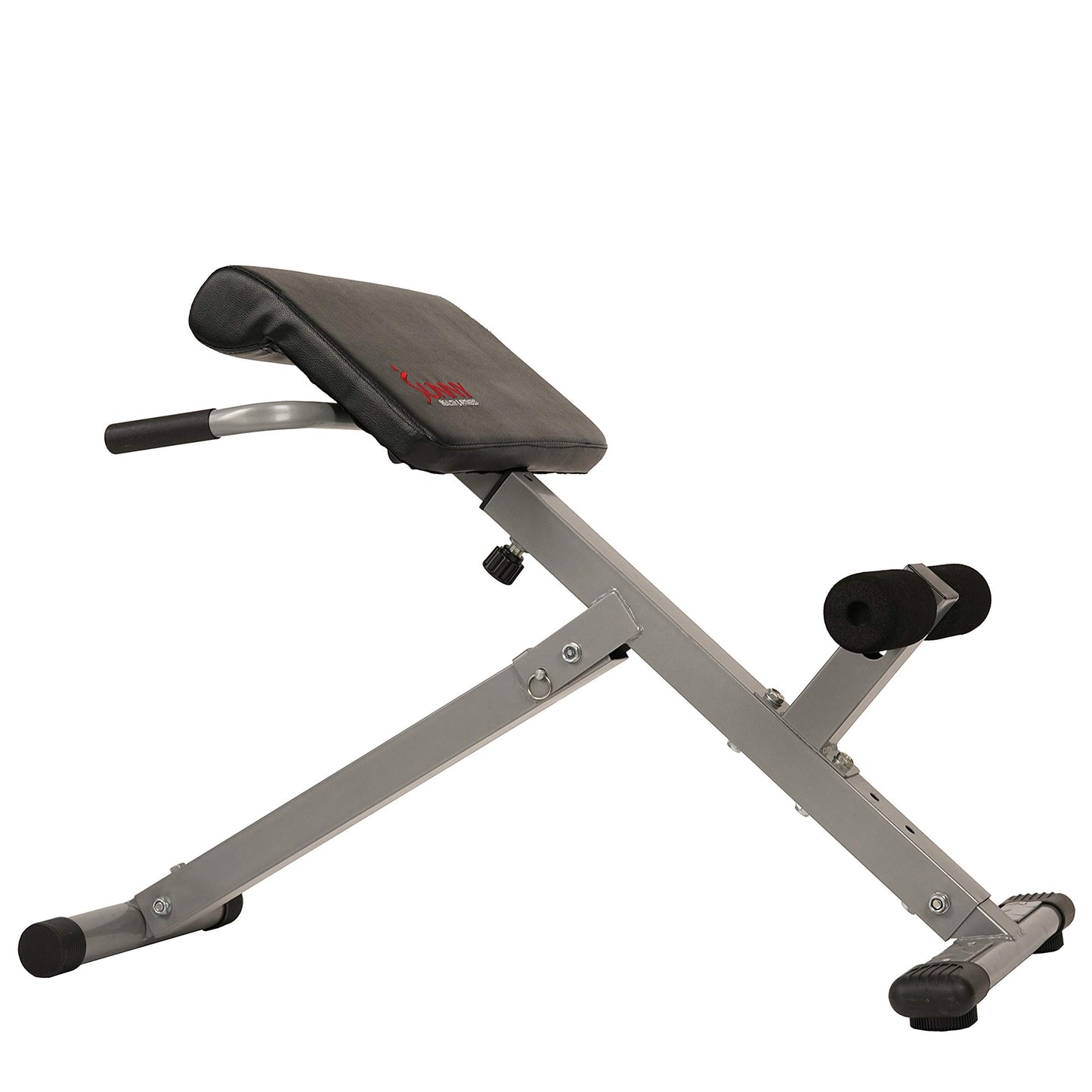 Sunny Health & Fitness 45-Degree Hyperextension Roman Chair with Adjustable Height and Back, Glute, Hamstring, and Ab Workouts Foldable Sit Up Gym Bench for Home, Gray - SF-BH6629