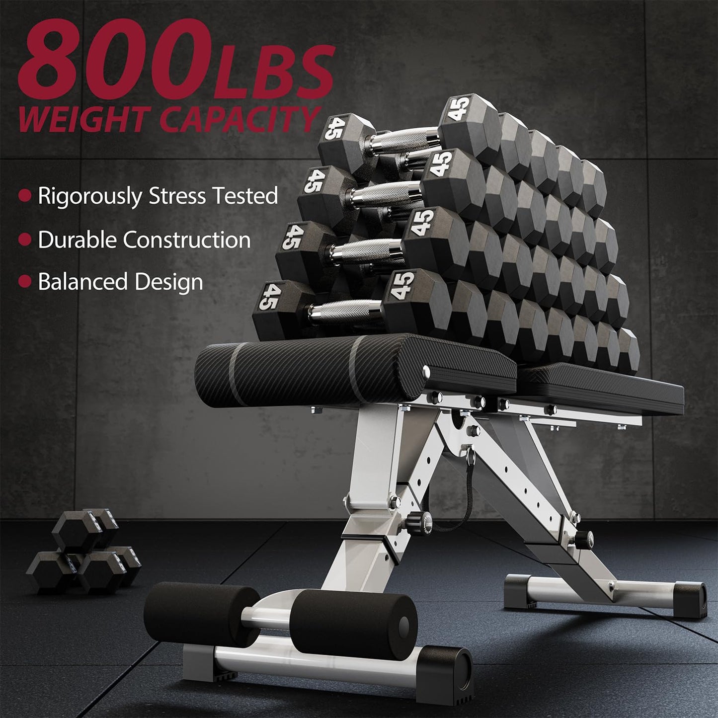 ROBURFLEX Adjustable/Foldable Workout Exercise Bench for Home Gym, Weightlifting and Strength Training - 6x4x2 Positions- 700 Pounds Load