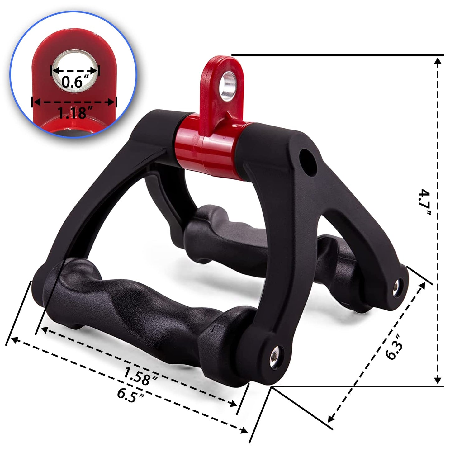 HXD-ERGO Double D Handle for Cable Machine - Ergonomic Row Handle Cable Attachment - Triangle V Bar Grip LAT PullDown Attachments for Home Gym