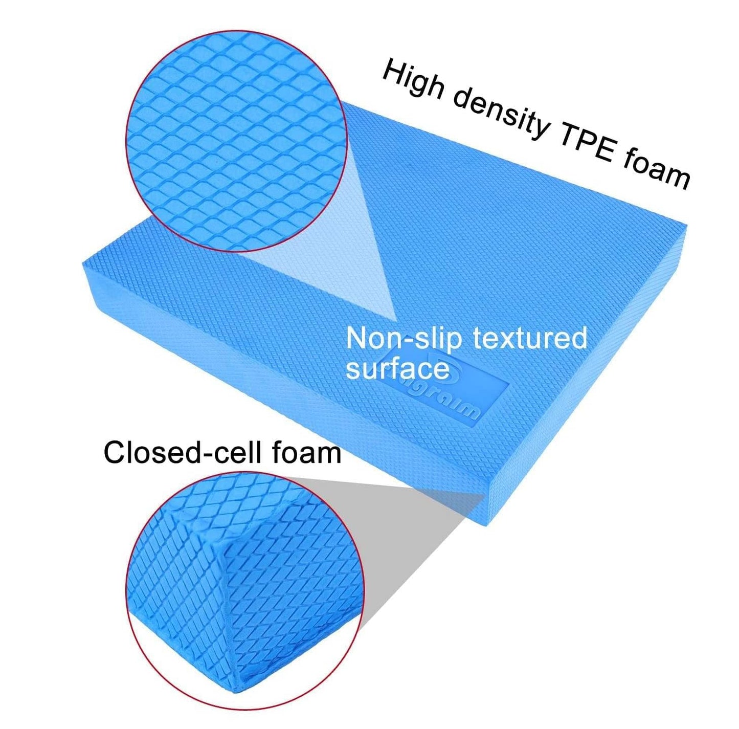 Balance Pad, Non-Slip Foam Mat & Ankles Knee Pad Cushion for Physical Therapy, Rehabilitation, Core Balance and Strength Stability Training, Yoga & Fitness, 15.7 x 13 x 2 Inch (Blue)