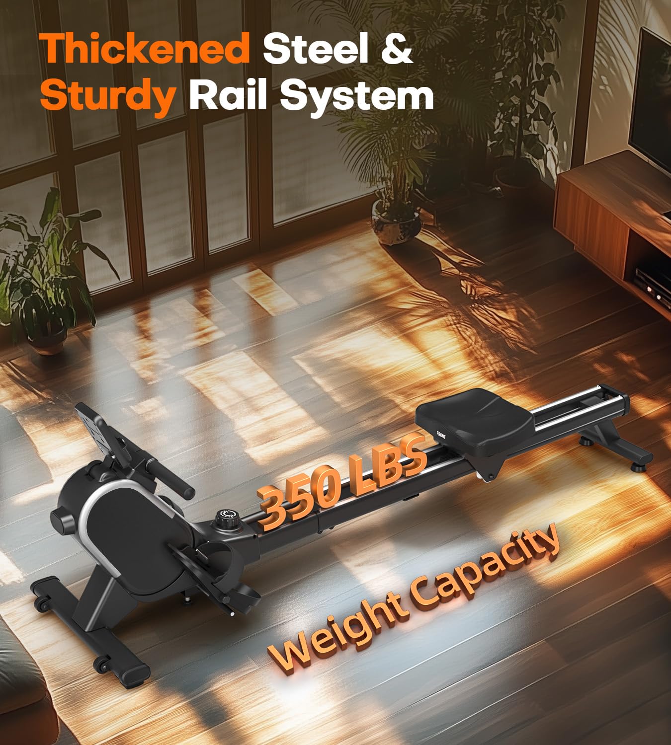 Rowing Machine, MOSUNY Magnetic Rowing Machines for Home 350 LB Weight Capacity, 16 Levels Resistance Row Machine with Dual Slide Rail, Bluetooth, App Compatible 2025
