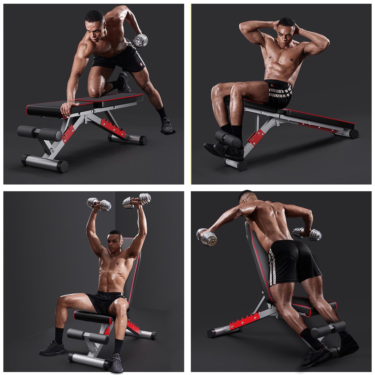 DONIUZ Weight Bench, Adjustable Workout Bench Press Set for Home Gym Full Body Strength Workout, Easy Assembly Foldable Training Lifting Bench, Max Load 750(Balck)