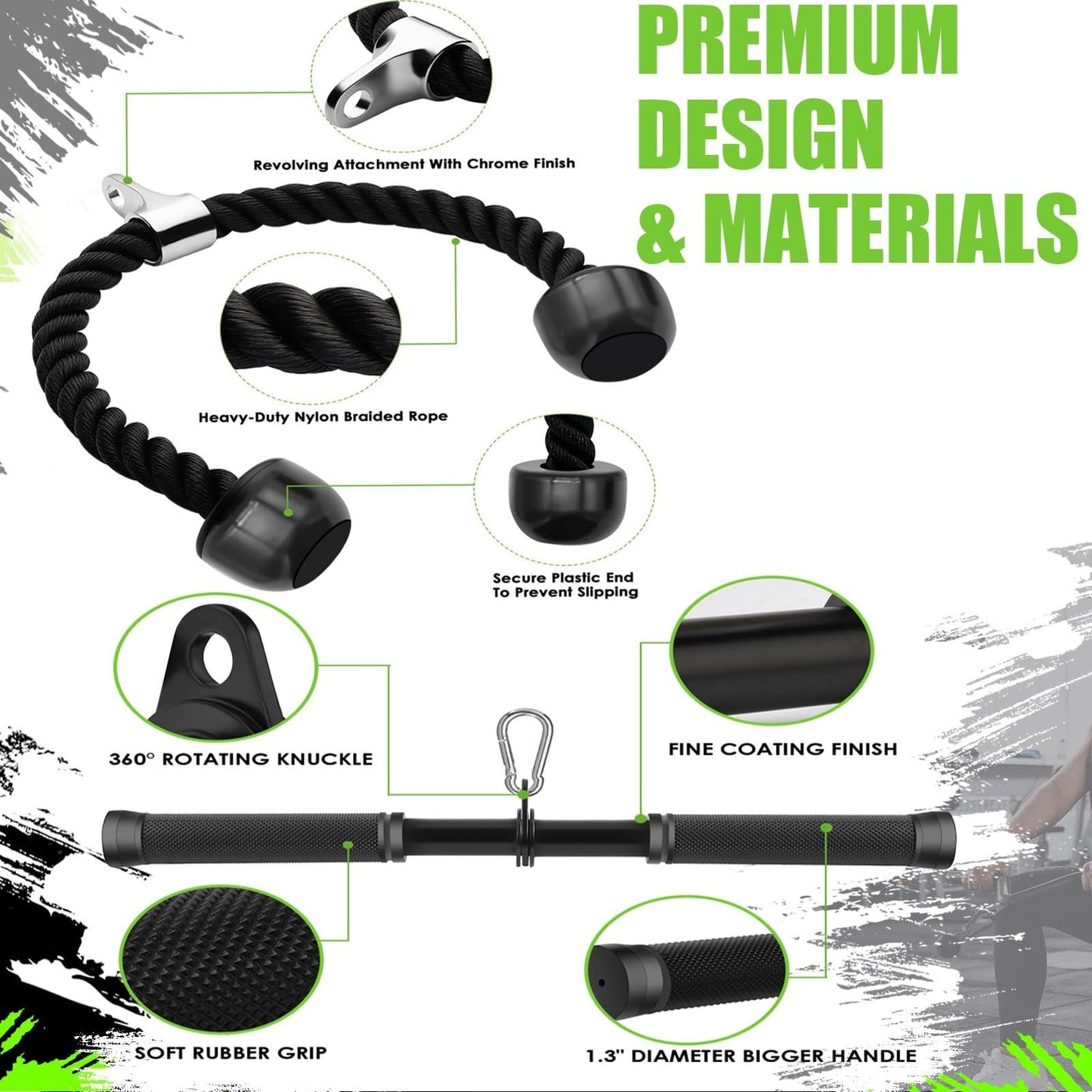 Cable Machine Attachment LAT Pulldown Attachments Cable Machine Accessories for Home Gym Weight Workout (Black-4)