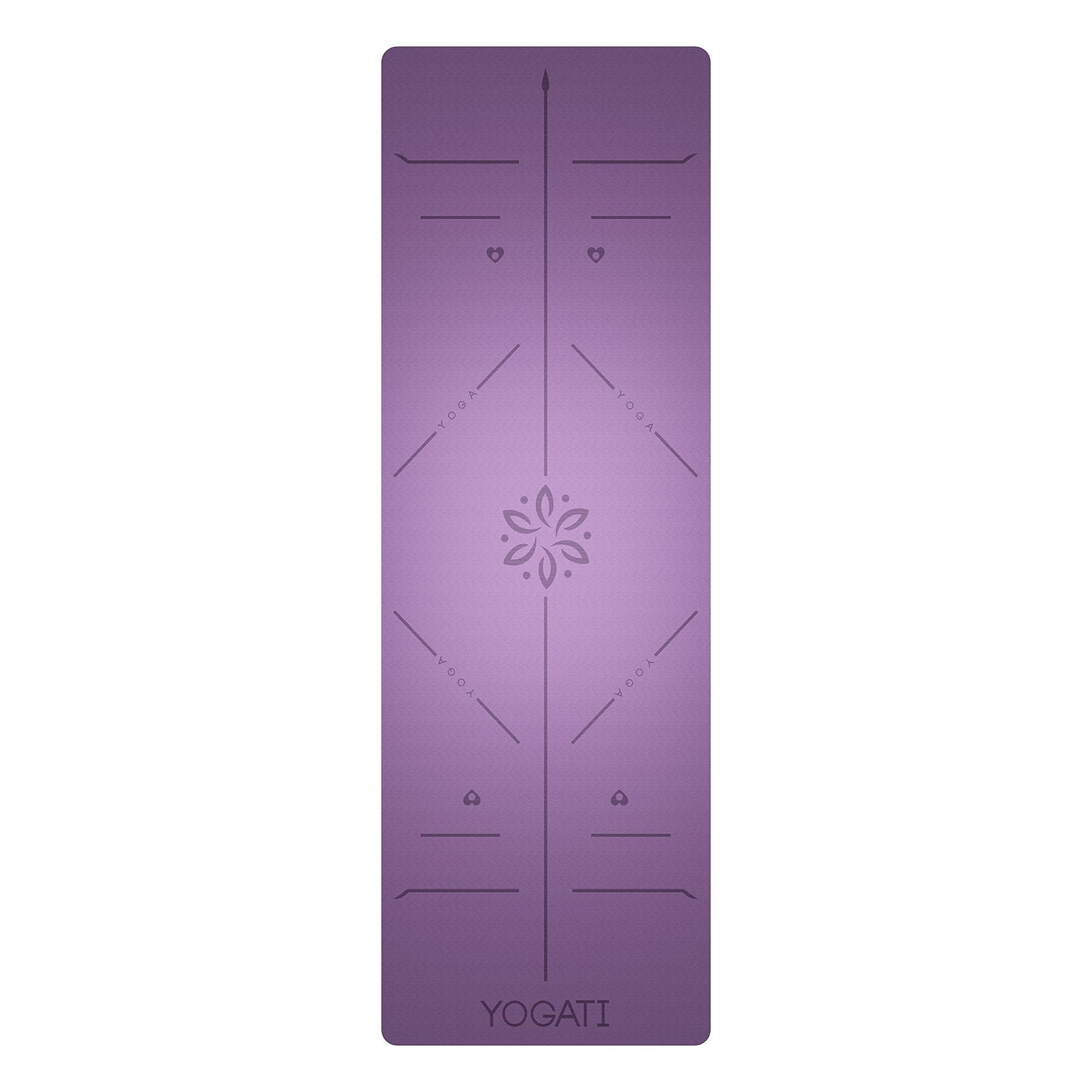 YOGATI Yoga Mat with Alignment Lines. Exercise mat with carry strap. Pilates mats for yoga or Fitness. Non slip Workout Mat. Thick Yoga Mats for women and men. Gym mats for home. Yoga matt thick.