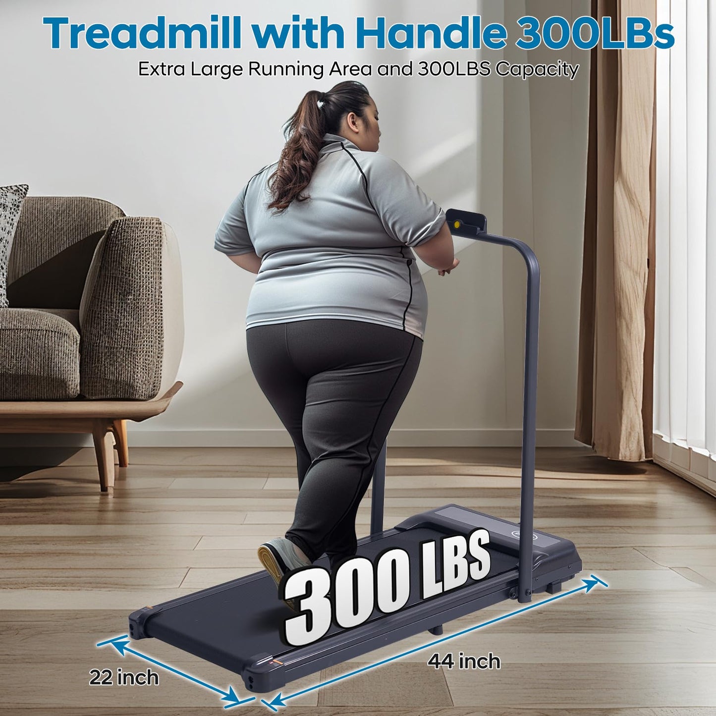 Walking Pad Treadmill with Handles, Folding Foldable Electric Treadmills for Home Small, 3.0HP Walking Pad with Handle Bar, 3 in 1 Portable Under Desk Treadmill with LED Display, 320LBS Capacity