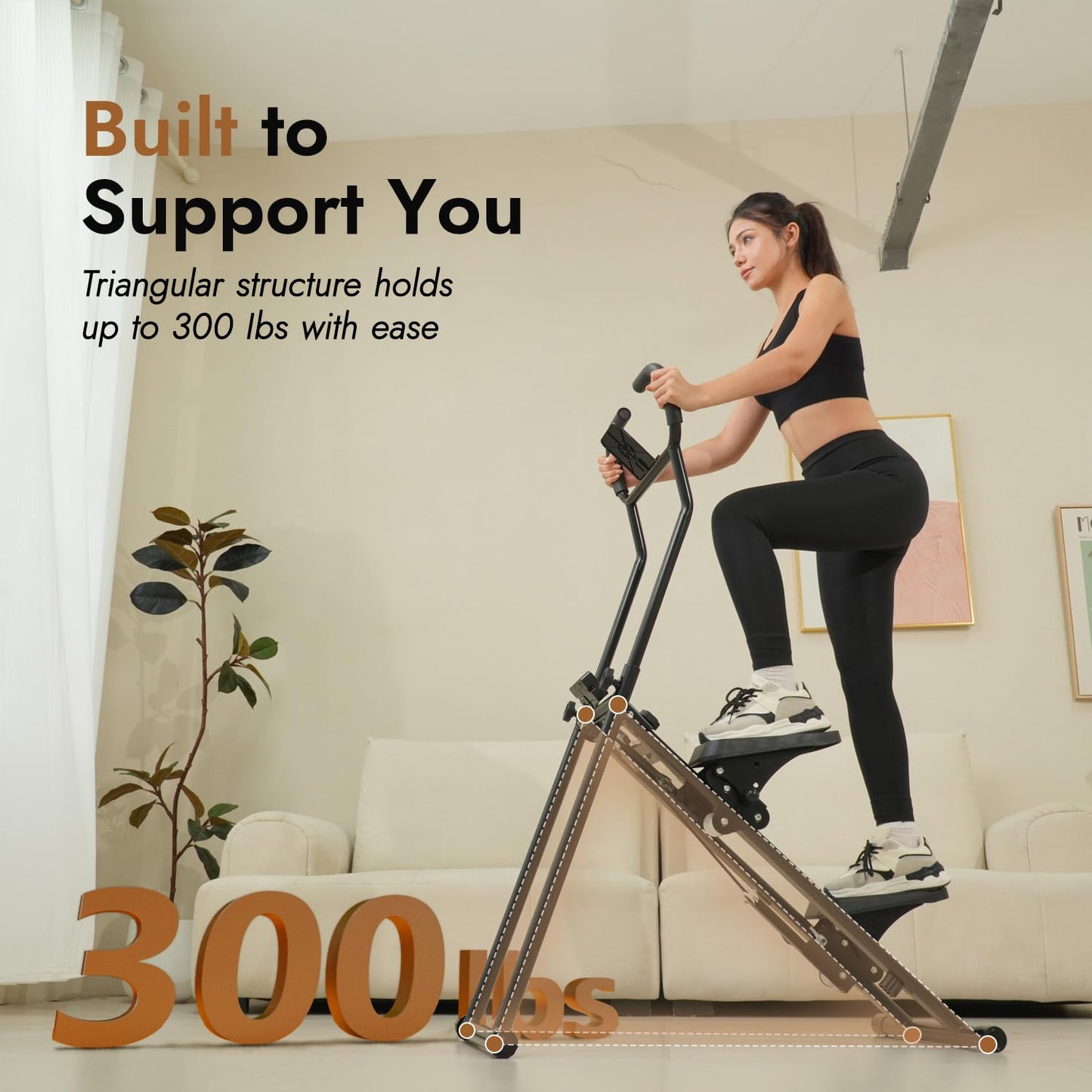 MACYO Stair Stepper for Home Gym Exercise, Adjustable Resistance, Tablet Holder, Compact Folding Cardio Exercise Climber with Extended Step Range, Adjustable Handlebar & Pedals (Black)