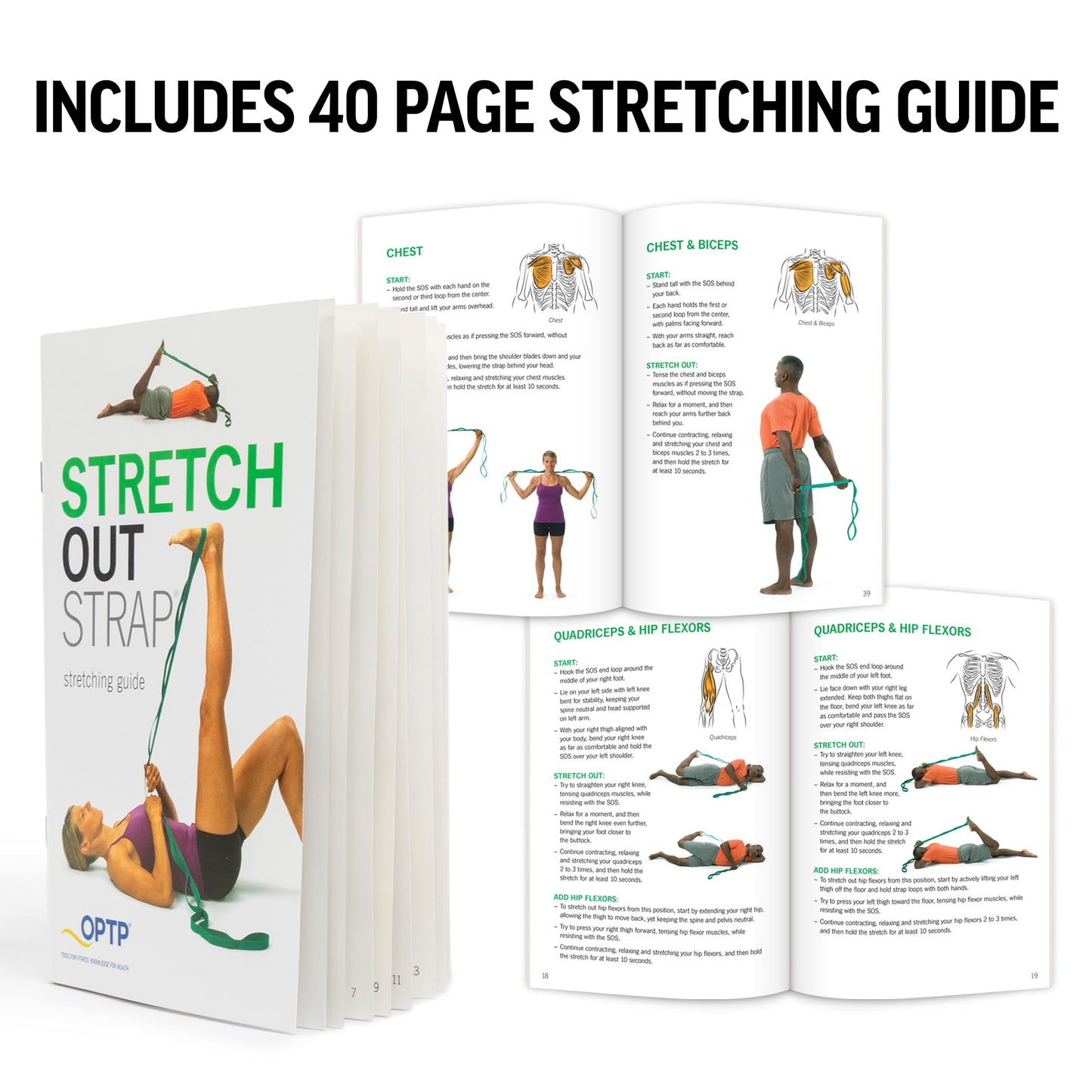 OPTP The Original Stretch Out Strap with Exercise Book, for Flexibility and Mobility Exercises. Stretch Out Straps for Physical Therapy, Yoga Stretching Strap and Knee Therapy Strap. Made in the USA