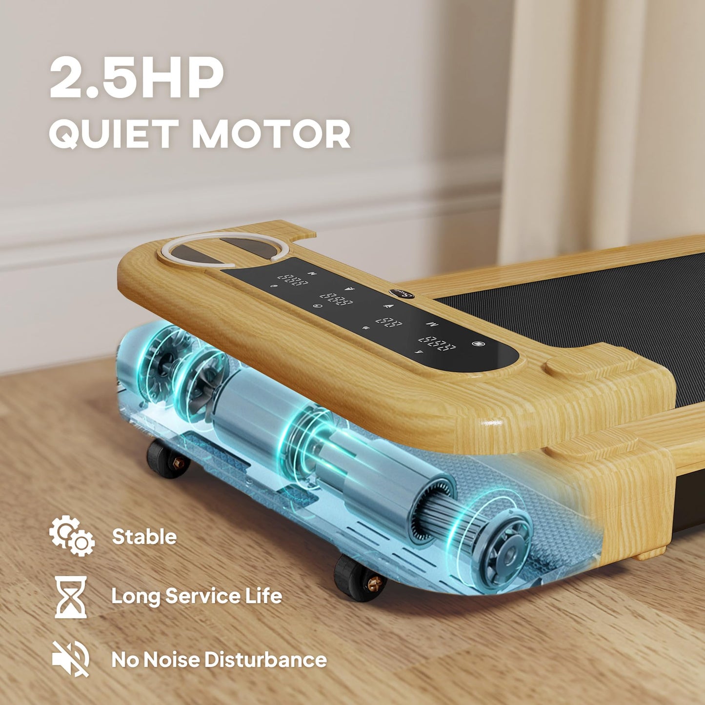 Soozier Walking Pad, Under Desk Treadmill with 17" x 43" Wide Belt, Remote Control, Bluetooth Speaker, Wheels and LED Display, Quiet 2.5HP Walking Machine for Home Gym Office, Installation-Free
