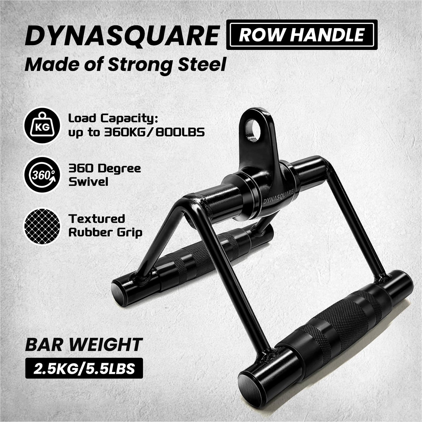 DYNASQUARE Cable Attachments for Home Gym, Made of Heavy Duty Solid Steel, LAT Pulldown Attachment, Weight Machine Accessories, Straight Pull Down Bar, Tricep Rope, Exercise & Double D Handle