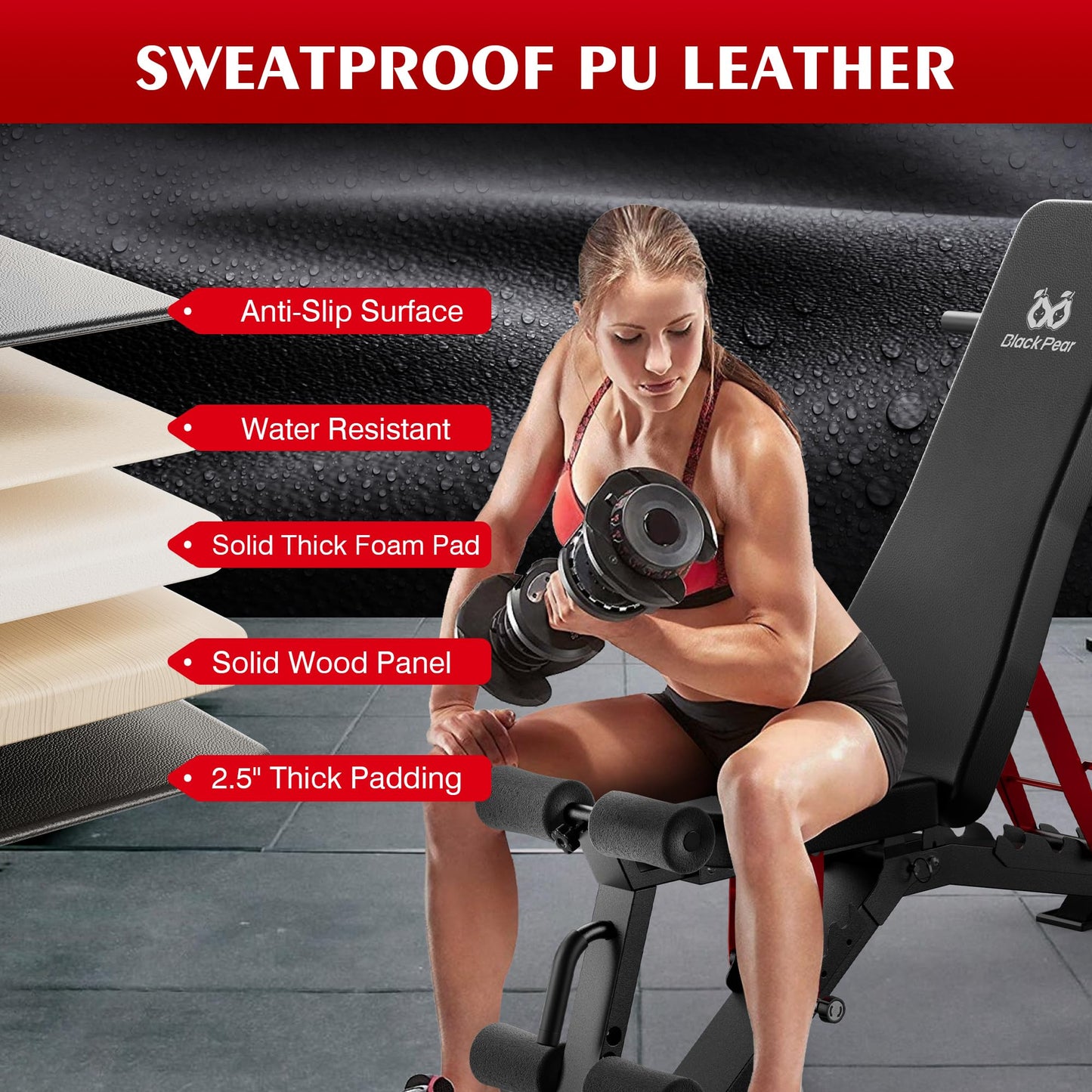 Adjustable Weight Bench - Foldable Workout Bench for Home Gym, Heavy Duty 1300lb Capacity Full Body Strength Training with 8-Level Incline/Flat/Decline Positions & Space-Saving Design
