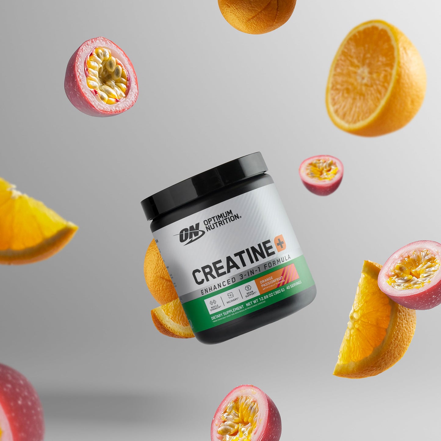 Optimum Nutrition Creatine Monohydrate Plus Powder, Orange Passionfruit Flavored Creatine Performance Blend With Electrolytes for Hydration, Added Vitamins, 40 Servings, 360 Grams (Packaging May Vary)