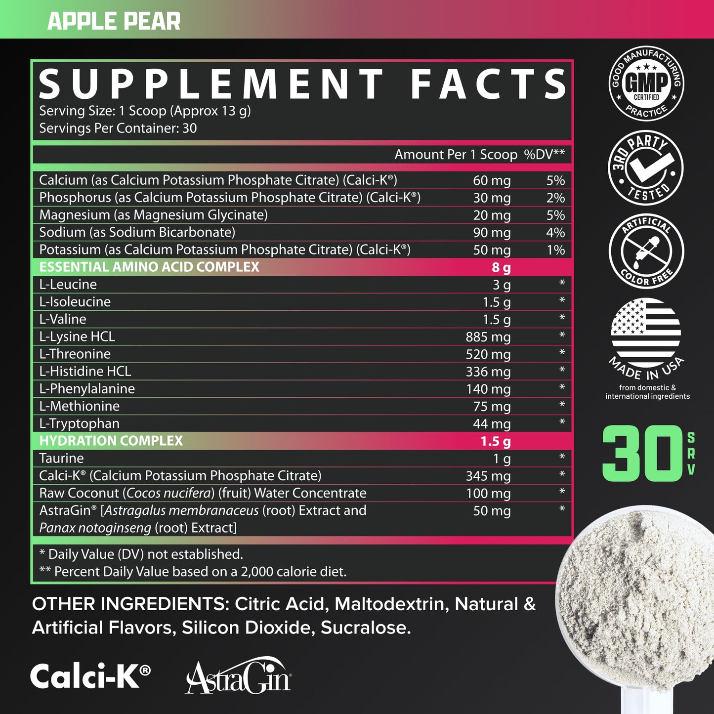 Nutrex Research EAA Hydration | EAAs + BCAAs Powder | Muscle Recovery, Strength, Muscle Building, Endurance | 8G Essential Amino Acids + Electrolytes | Apple Pear 30 Servings