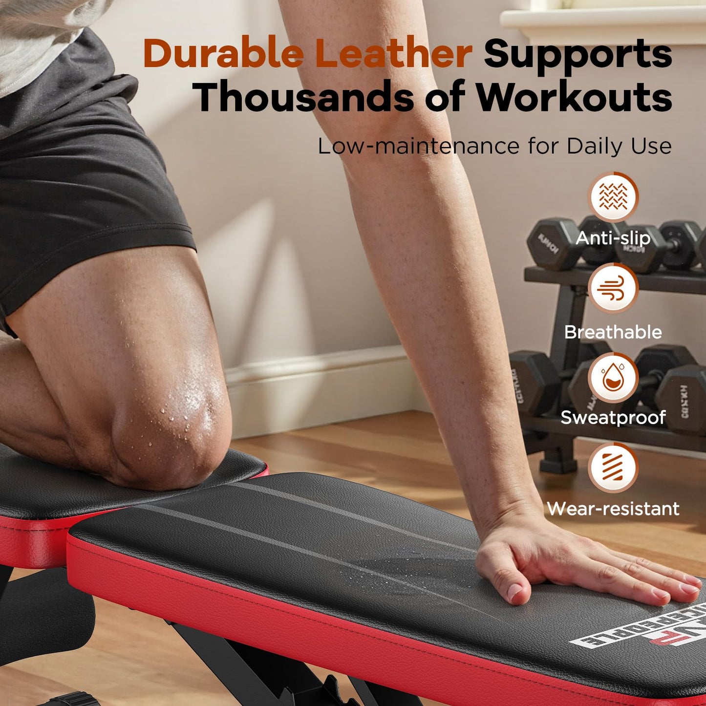 NICEPEOPLE Basic Weight Bench for Home Gym, Foldable Workout Bench with 8 Backrests, 660LBS Weight Capacity Adjustable Bench