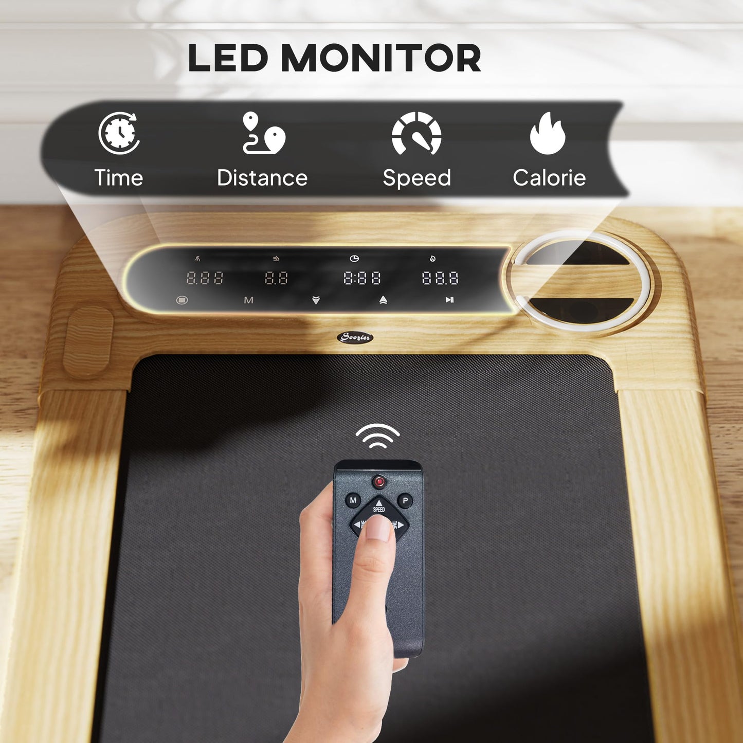 Soozier Walking Pad, Under Desk Treadmill with 17" x 43" Wide Belt, Remote Control, Bluetooth Speaker, Wheels and LED Display, Quiet 2.5HP Walking Machine for Home Gym Office, Installation-Free