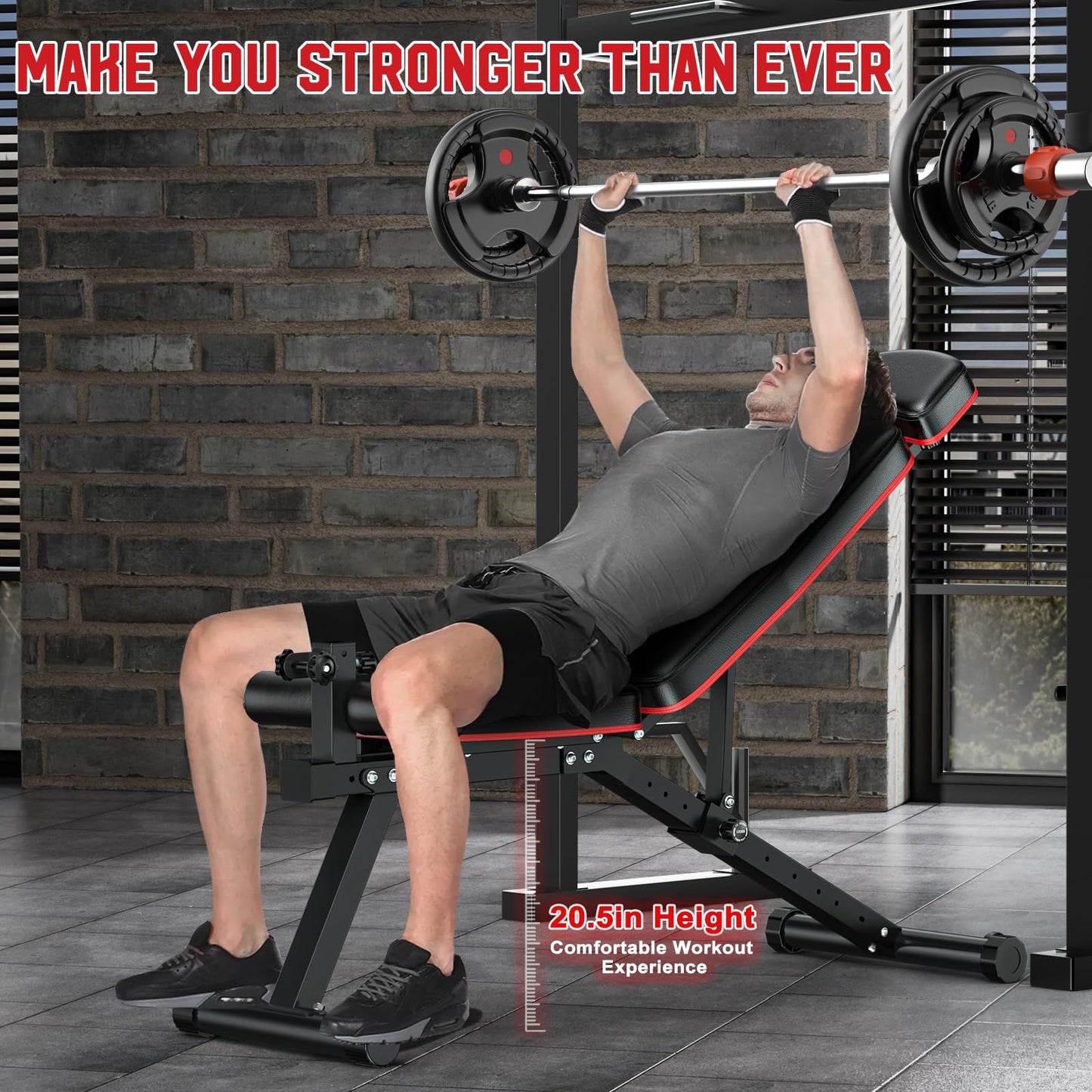 XDDIAS Workout Bench, Adjustable Weight Bench with Leg Extension and Leg Curl, Extended Headrest, 900LBS Preacher Curl Bench Incline Decline Flat Workout Bench for Home Gym Full Body Exercise