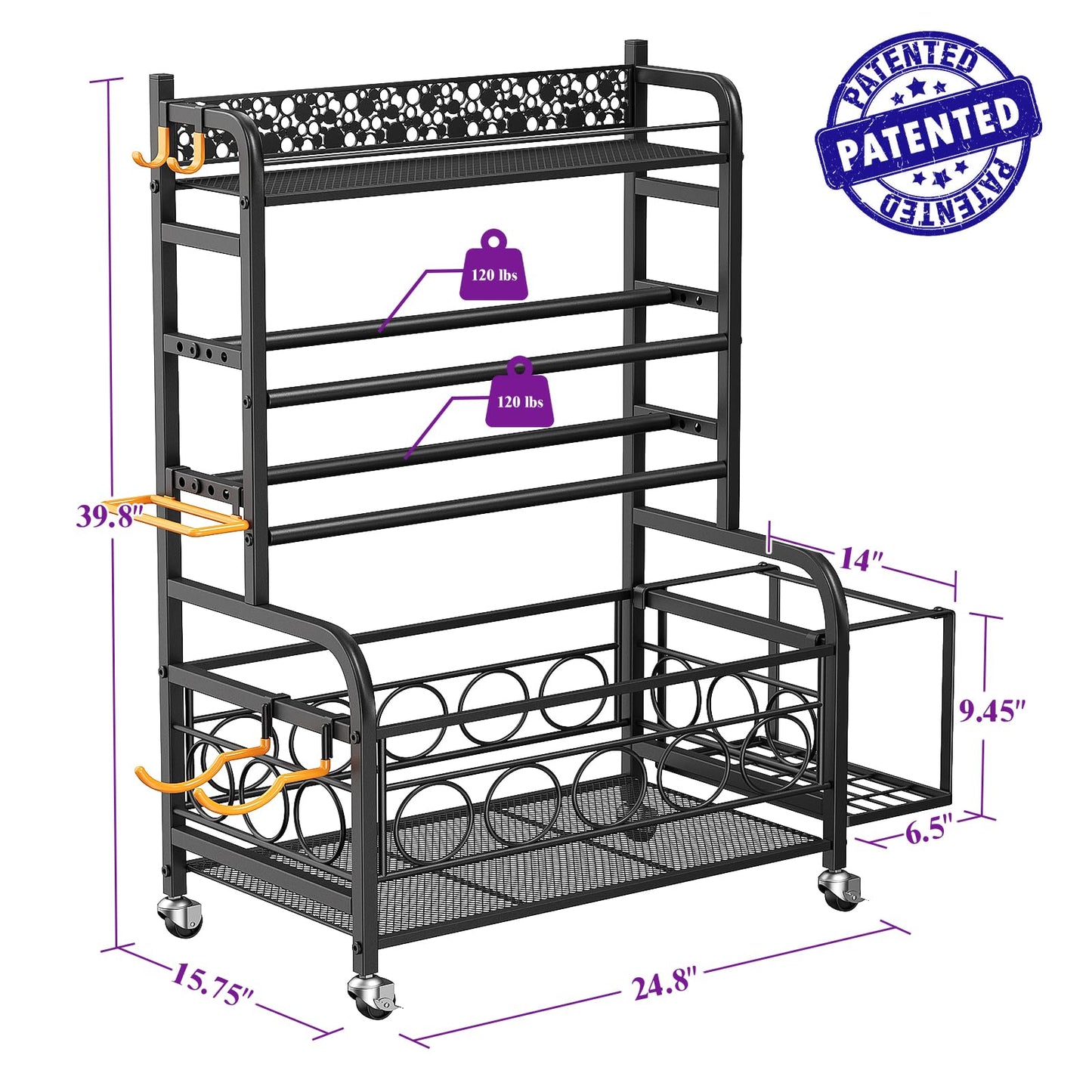 Dumbbell Rack,VOPEAK Weight Rack for Dumbbells, Weight Rack for Home Gym, Home Gym Storage Rack for Yoga Mat Kettlebells and Strength Training Equipment, Weight Storage Rack for Dumbbells with Wheels