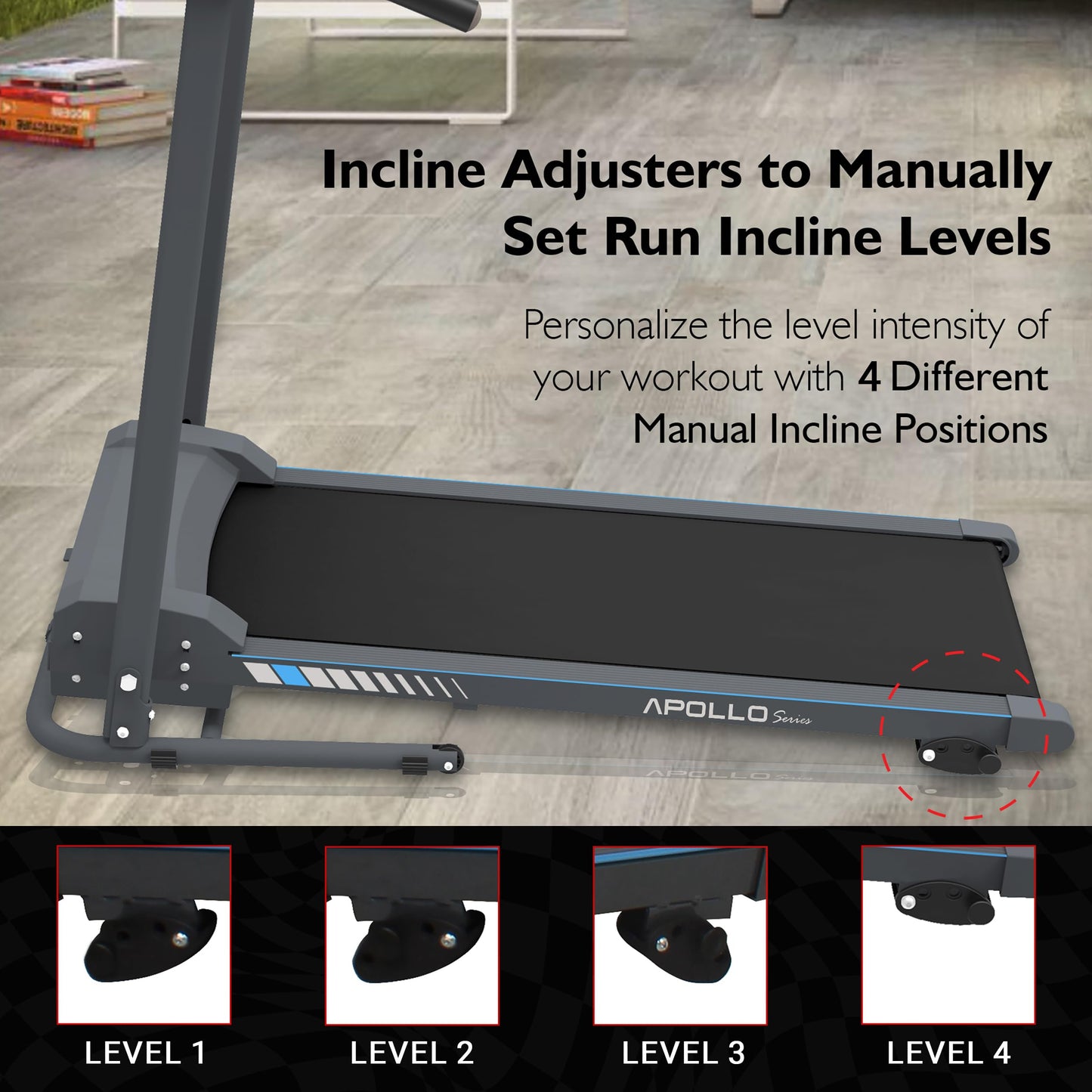 SereneLife - Electric Folding Treadmill Exercise Machine - Smart Compact Digital Workout Fitness Trainer w/ Bluetooth App Sync, Manual Incline Adjustment, For Walking, Running, Gym