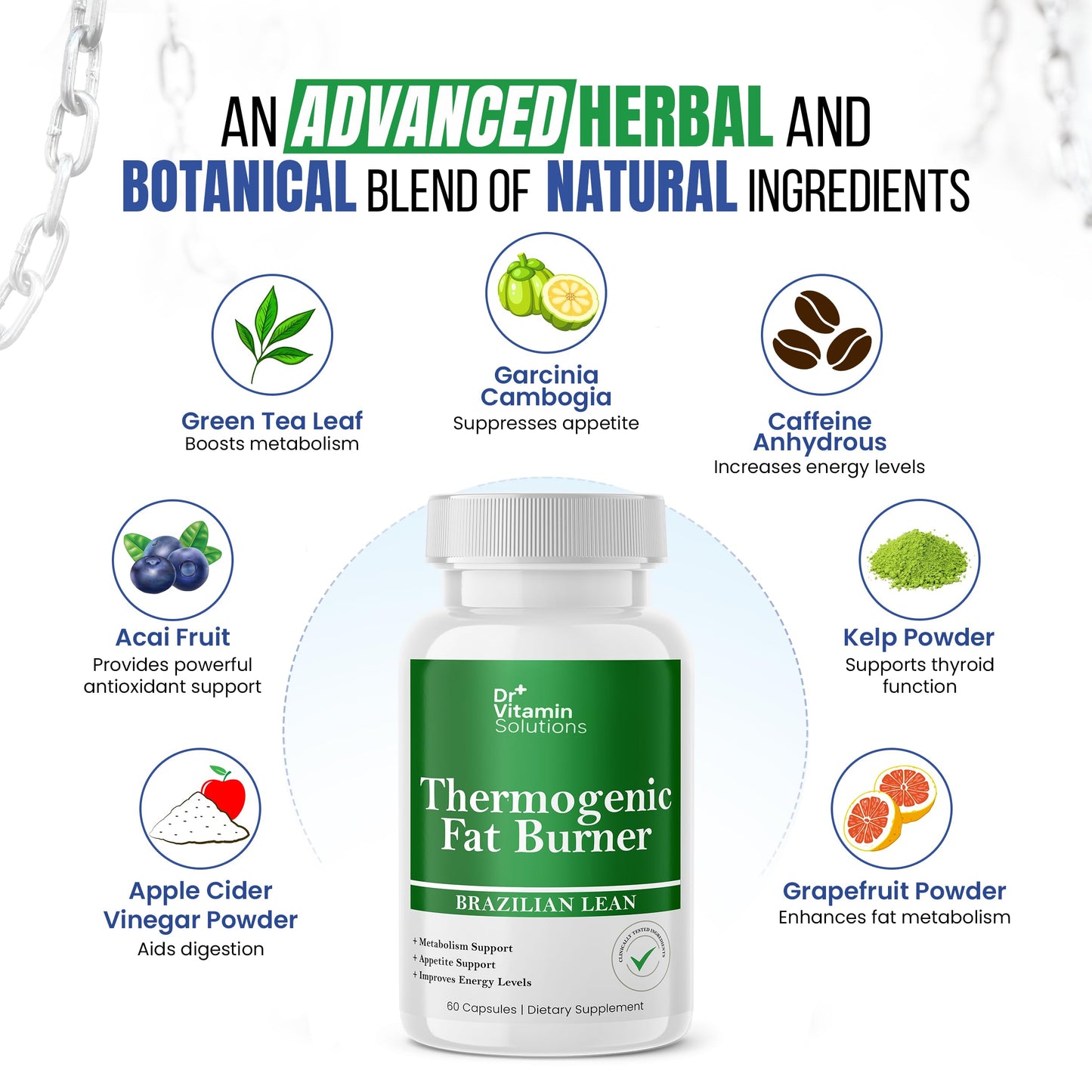 DR VITAMIN SOLUTIONS Thermogenic Fat Burner & Nighttime Weight Loss Pills for Women, Waist Trimmer & Supplements for Bloating for Women & Men, 120 Capsules