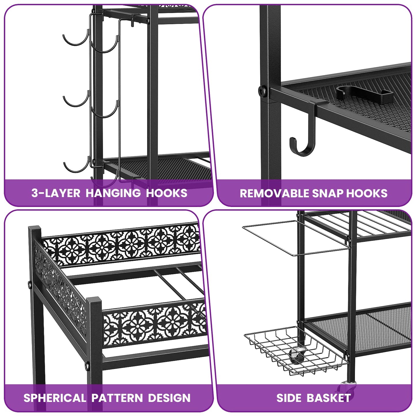 Yoga Mat Storage Rack, Home Gym Storage Rack, VOPEAK Workout Storage for Yoga Mat, Foam Roller, Equipment Gym Storage for Home Exercise and Fitness Gear (Metal)