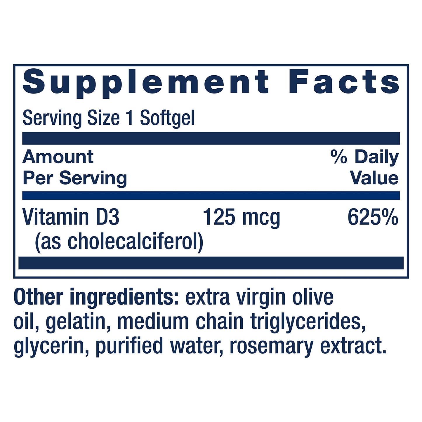 Life Extension Vitamin D3 125 mcg (5000 IU), Bone Health, Brain Performance, Immune System Support, Gluten-Free, Non-GMO, Once Daily, Two-Month Supply, 60 Softgels