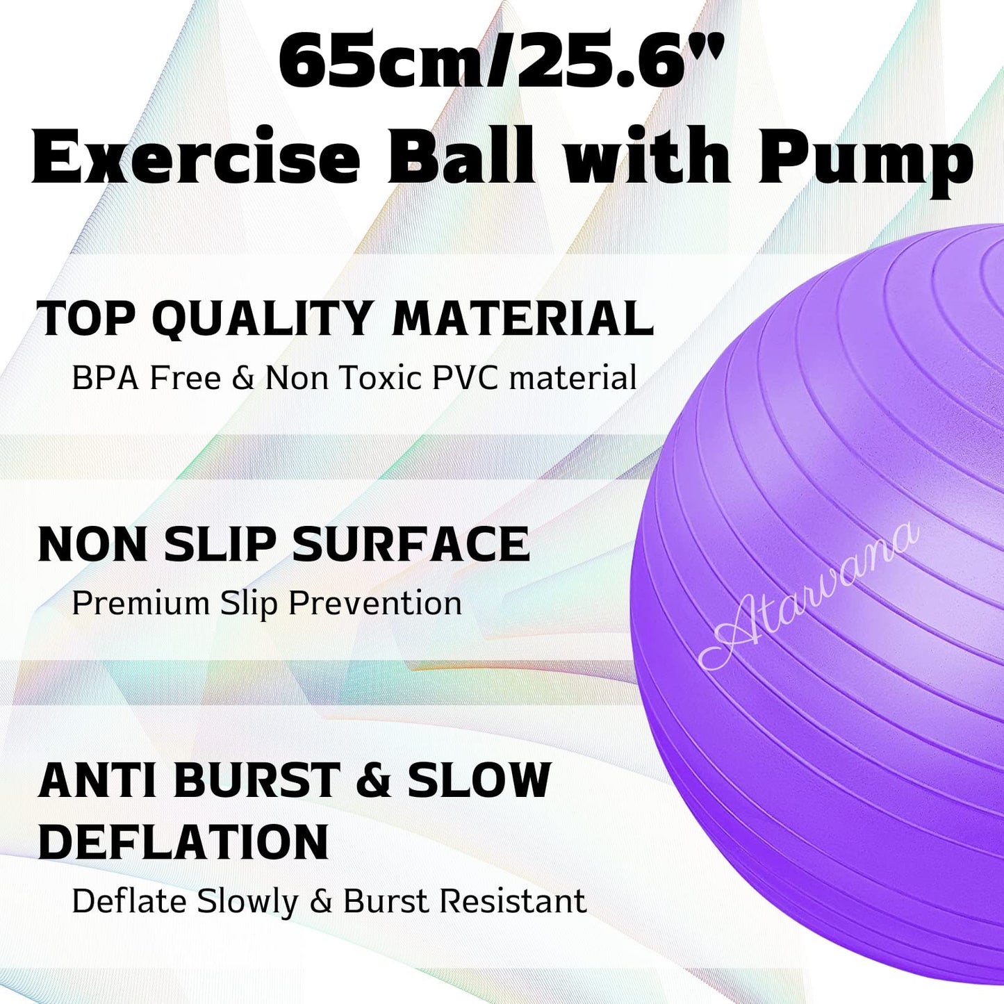 Atarvana Cardio Drumming Equipment Set, Extra Thick Yoga Ball with Pump & 3.2oz Cardio Drumming Sticks with Grips, Aerobic Exercise Ball Drumsticks Workout Set for Stability, Rhythm, Gymnastics