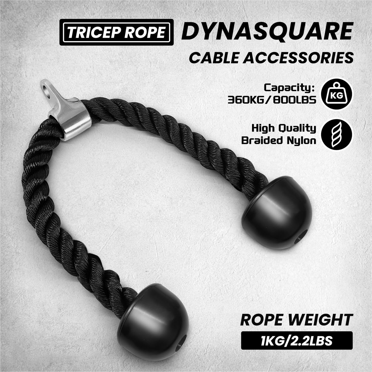 DYNASQUARE Tricep Press Down Cable Machine Attachment, Made of Heavy Duty Solid Steel, LAT Pulldown Attachments, Home Gym Accessories, Double D Handle, V Bar, Tricep Rope, Pull Down Bar