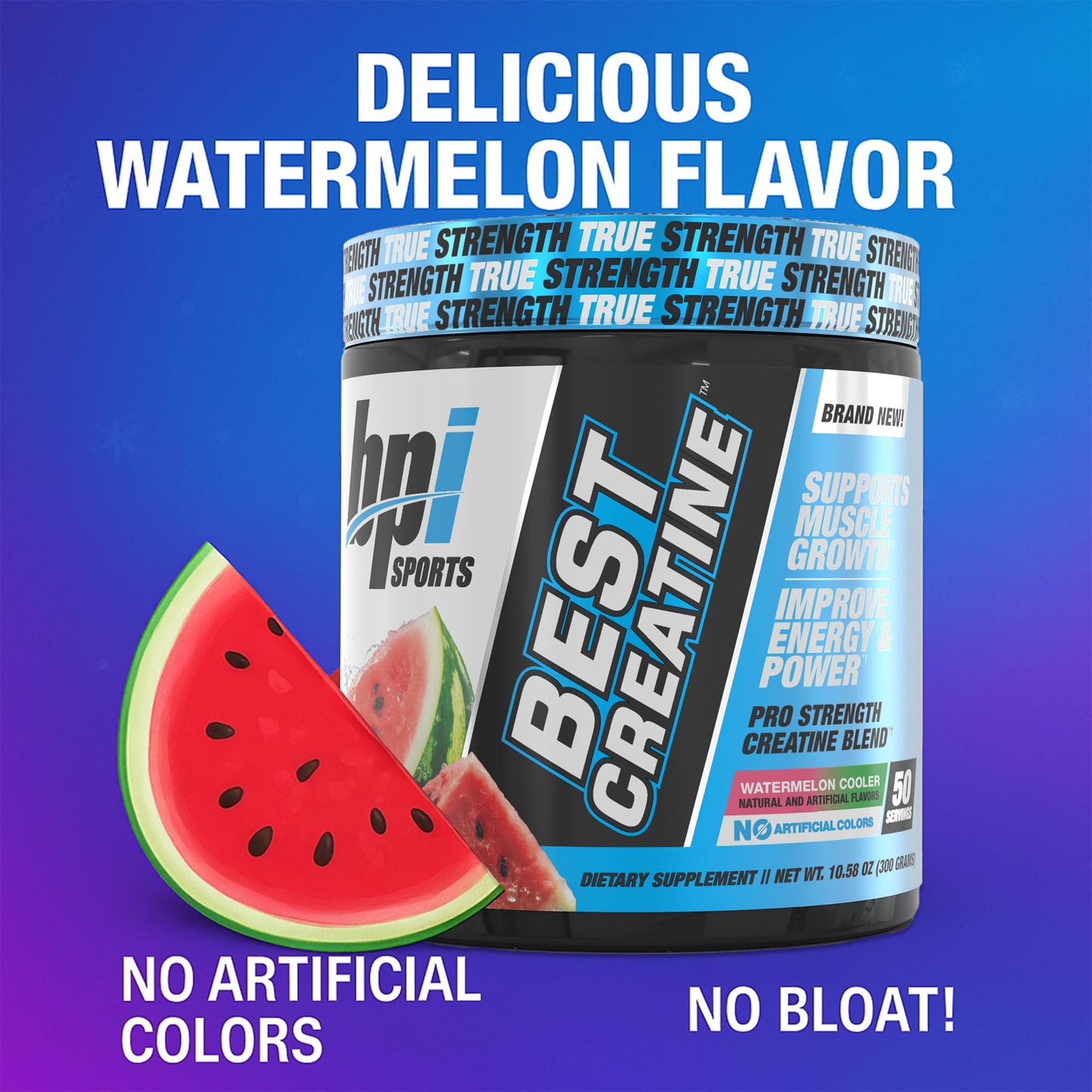 BPI Sports Best Creatine - Creatine Monohydrate Powder for Men & Women, Himalayan Salt - Strength, Pump, Muscle Growth, Muscle Definition - No Bloat - Watermelon Cooler - 50 servings - 10.58 Ounce