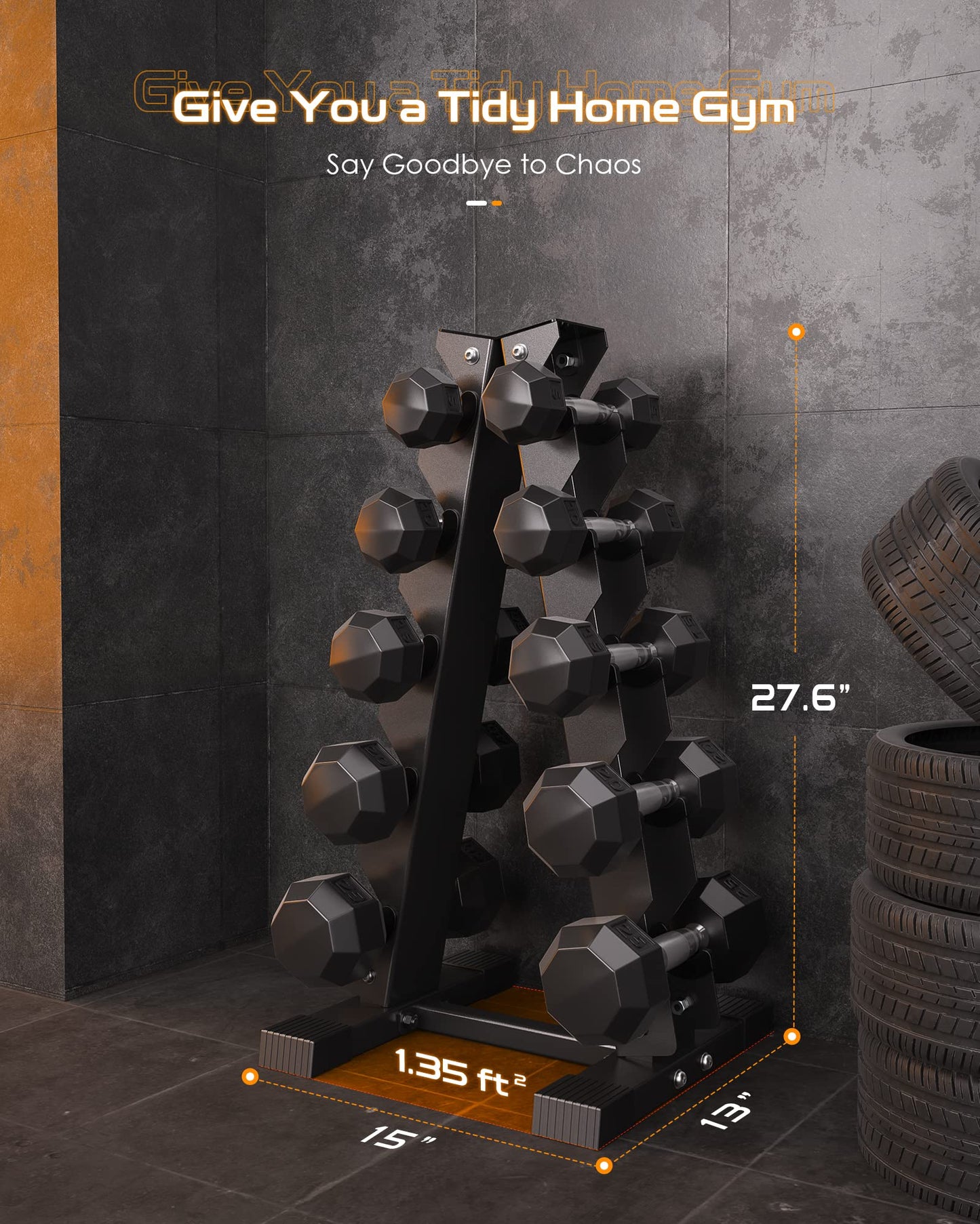 AKYEN A-Frame Dumbbell Rack Stand Only, Weight Rack for Dumbbells Compact Home Gym Space Saver (480LBS Weight Capacity, 2025 New Version)
