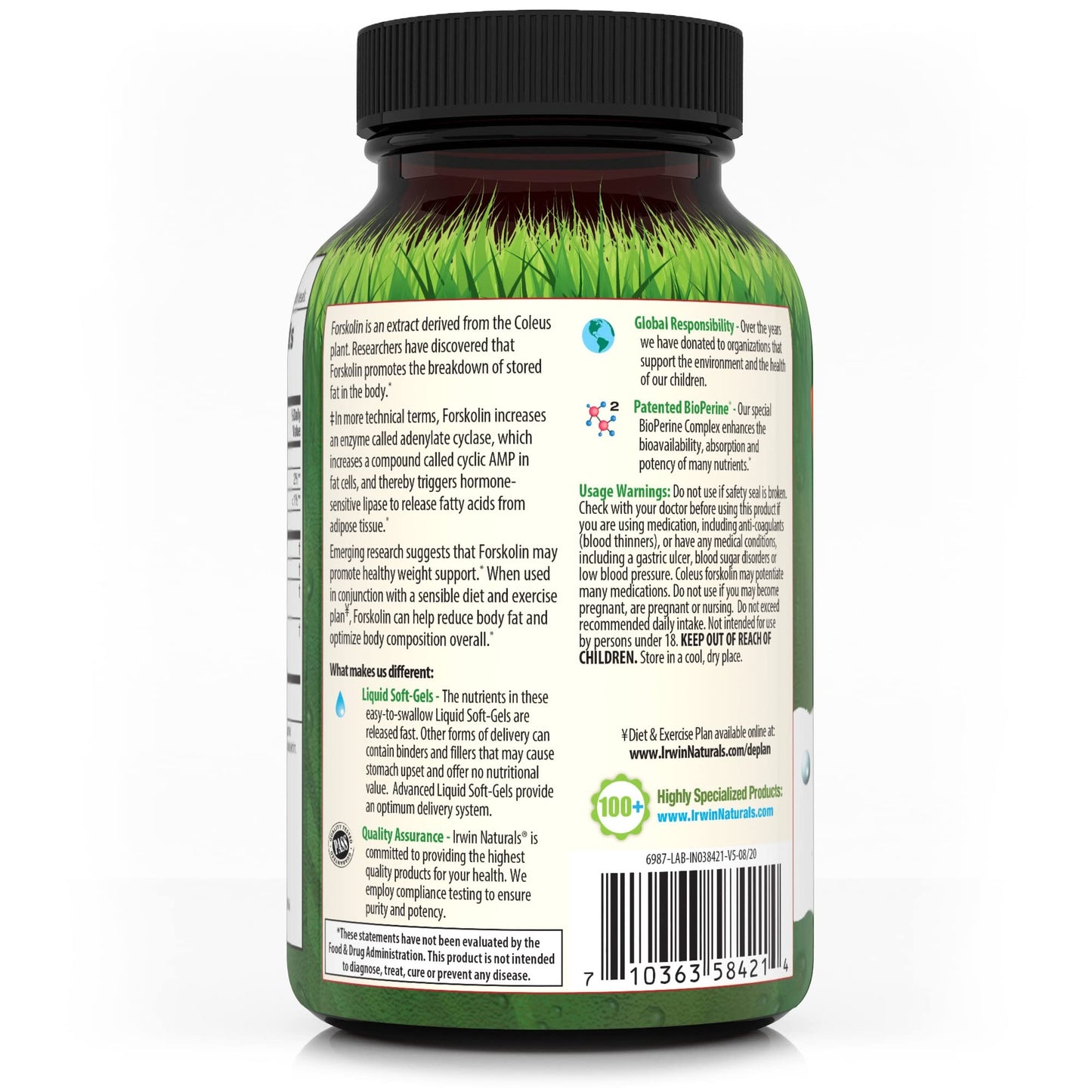 Irwin Naturals Forskolin Fat Loss Diet Supplement, 60 Count