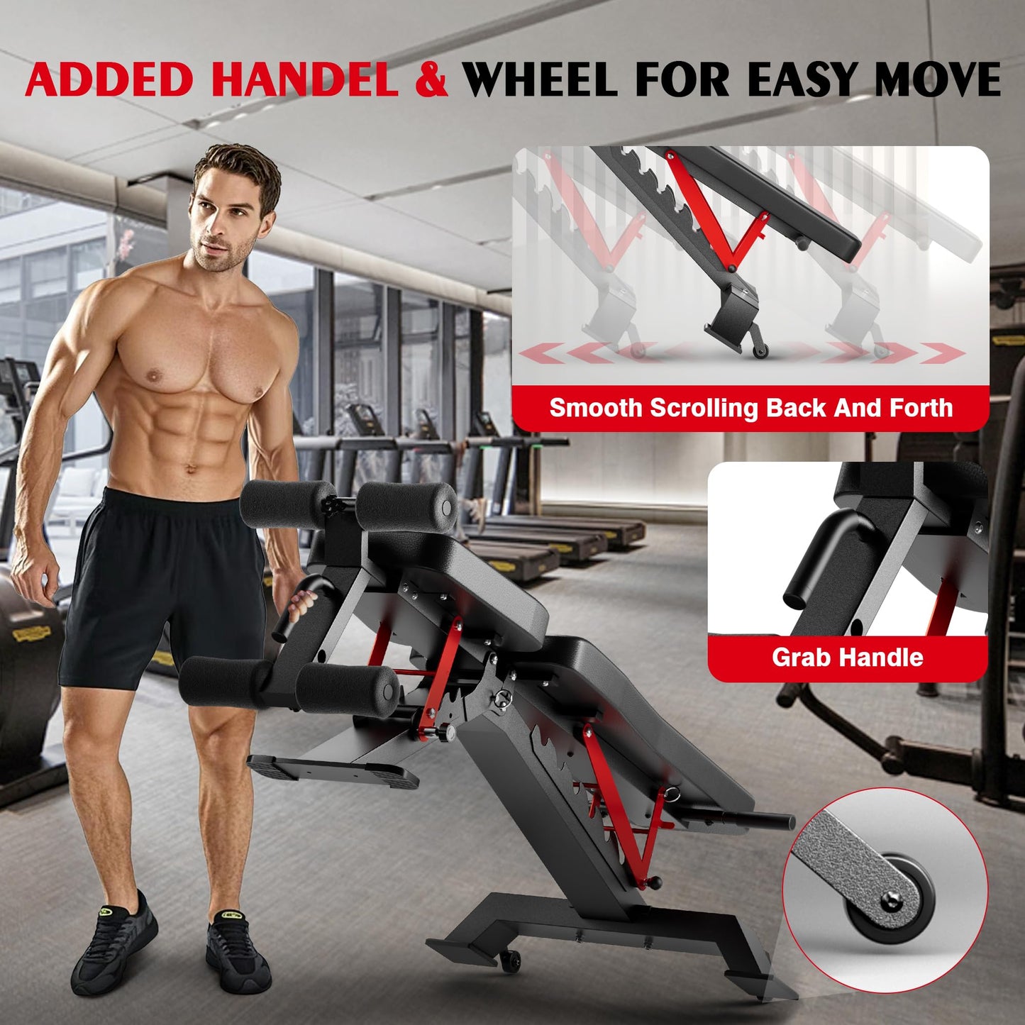 Adjustable Weight Bench - Foldable Workout Bench for Home Gym, Heavy Duty 1300lb Capacity Full Body Strength Training with 8-Level Incline/Flat/Decline Positions & Space-Saving Design