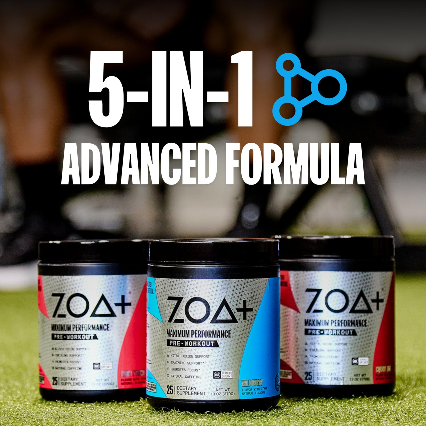 ZOA+ Zero Sugar Pre Workout Powder, Wild Berry - NSF Certified for Sport with Electrolytes, Creatine, Beta Alanine, Ginkgo Biloba, 200mg Caffeine - 25 Servings