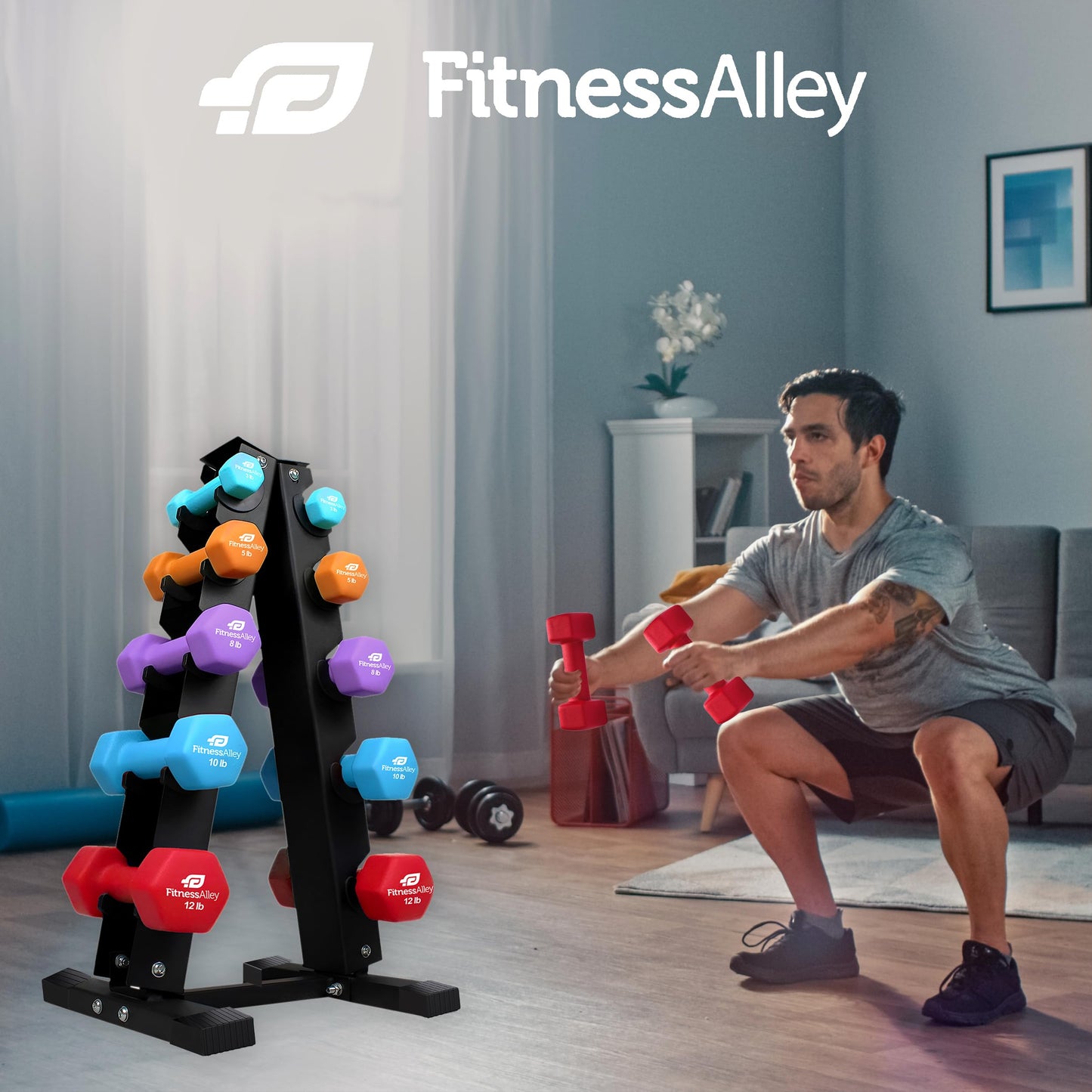 Fitness Alley 5 Tier Dumbbells Storage Rack - 200 LB Capacity Dumbbells Weight Rack - 2.0MM Thickness Weight Organizer Stand for Home Gym - Easy Assembly