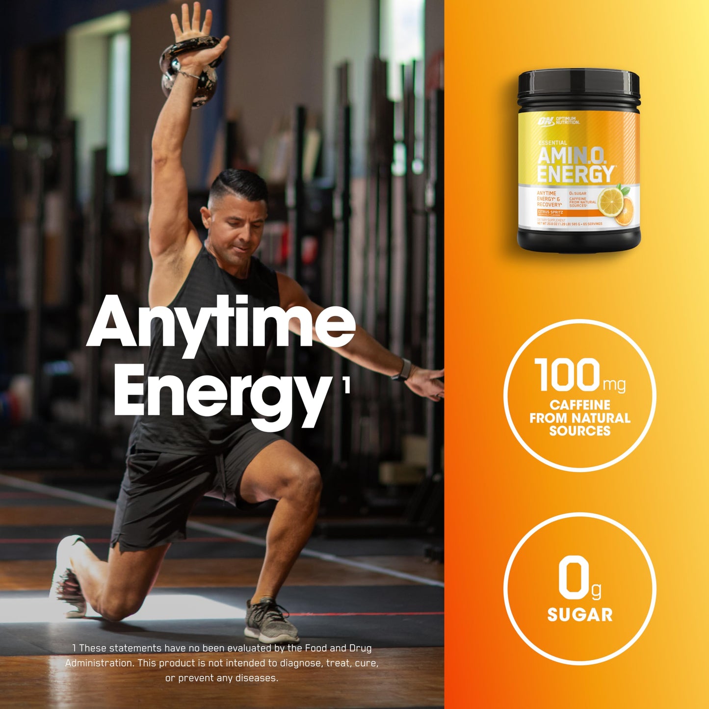 Optimum Nutrition New Flavor Amino Energy - Pre Workout with Green Tea, BCAA, Amino Acids, Keto Friendly, Green Coffee Extract, Energy Powder - Citrus Spritz, 65 Servings (Packaging May Vary)