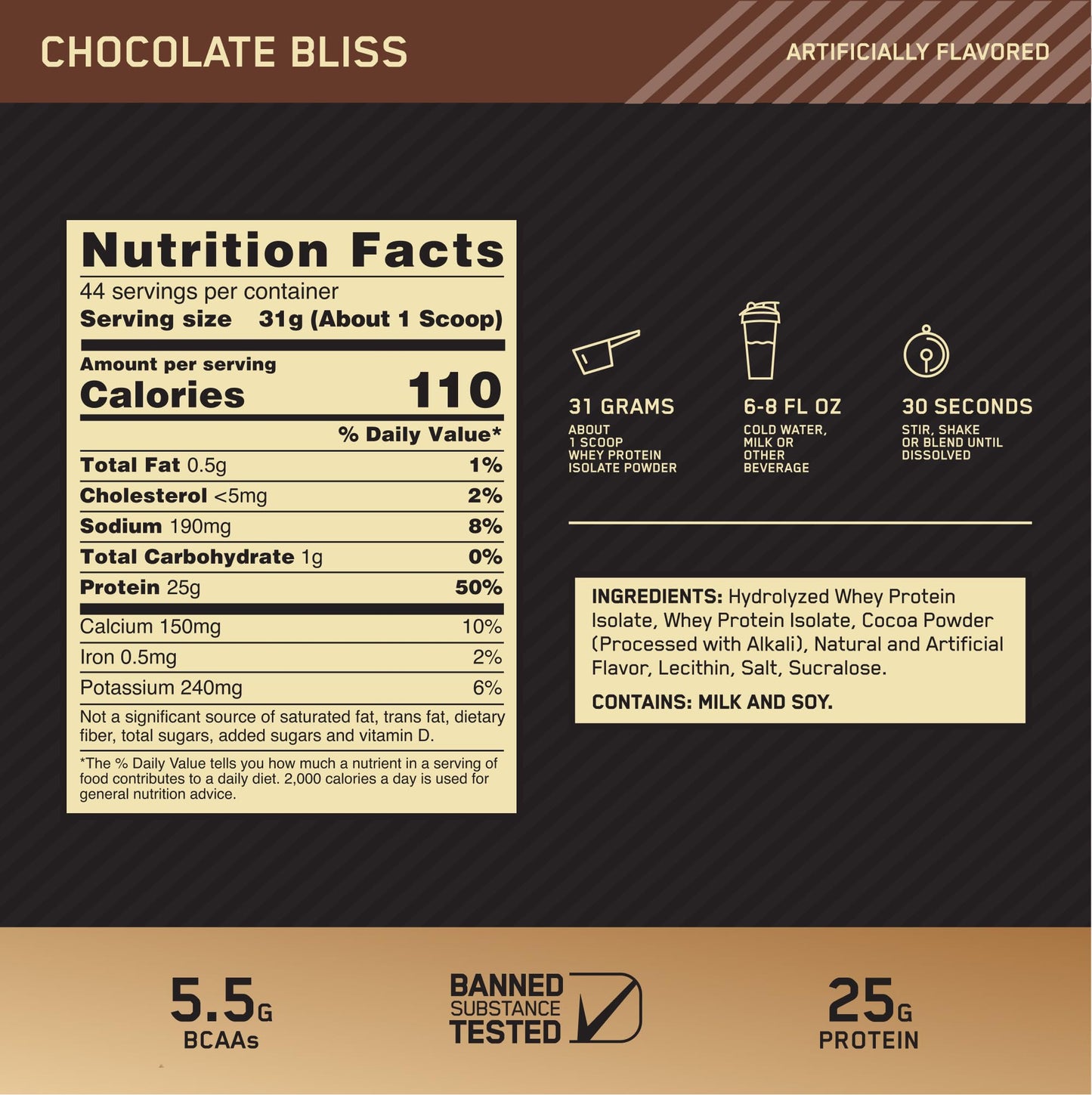 Optimum Nutrition Gold Standard 100% Isolate, Protein Powder, Chocolate Bliss, 3 Pounds, 44 Servings. Whey Protein Isolate (Packaging May Vary)