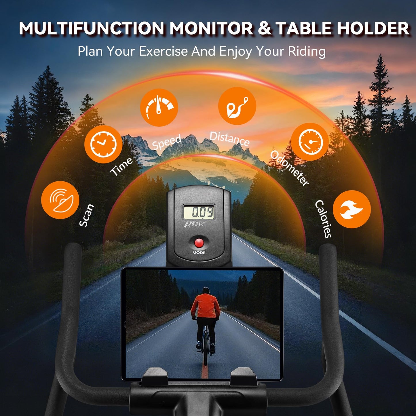 Exercise Bike, WENOKER Stationary Bike for Home, Indoor Bike with Silent Belt Drive, Heavy Flywheel, Multi-grips Handlebar and Upgraded Digital Display